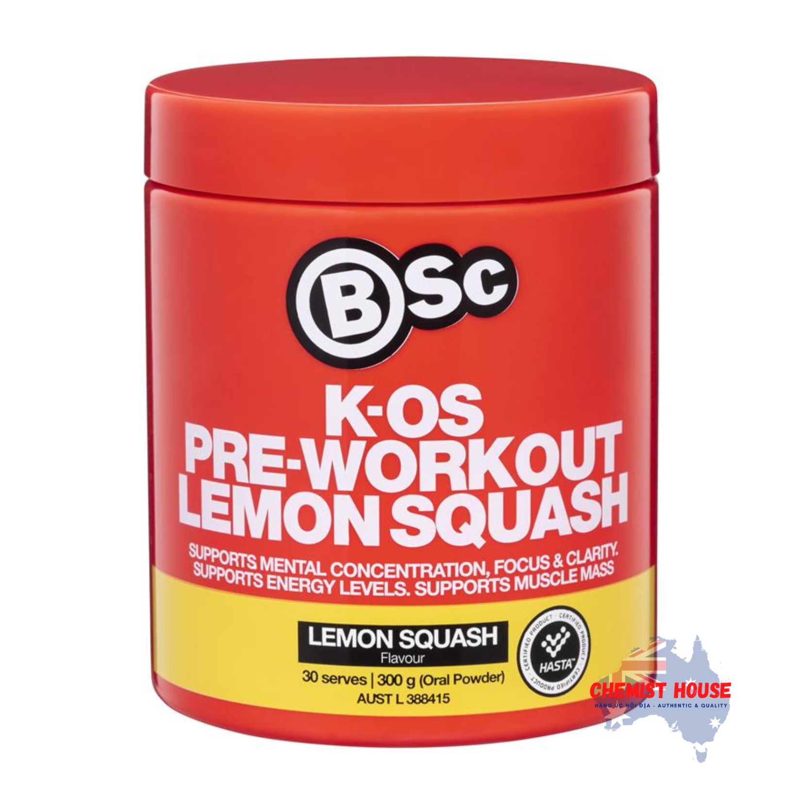 BSc K-OS Pre-Workout Hỗ Trợ Sức Đề Kháng & Tăng Năng Lượng - BSc K-OS Pre-Workout Blue Gummies/Lemon Squash/Juicy Melon/Grape 300g