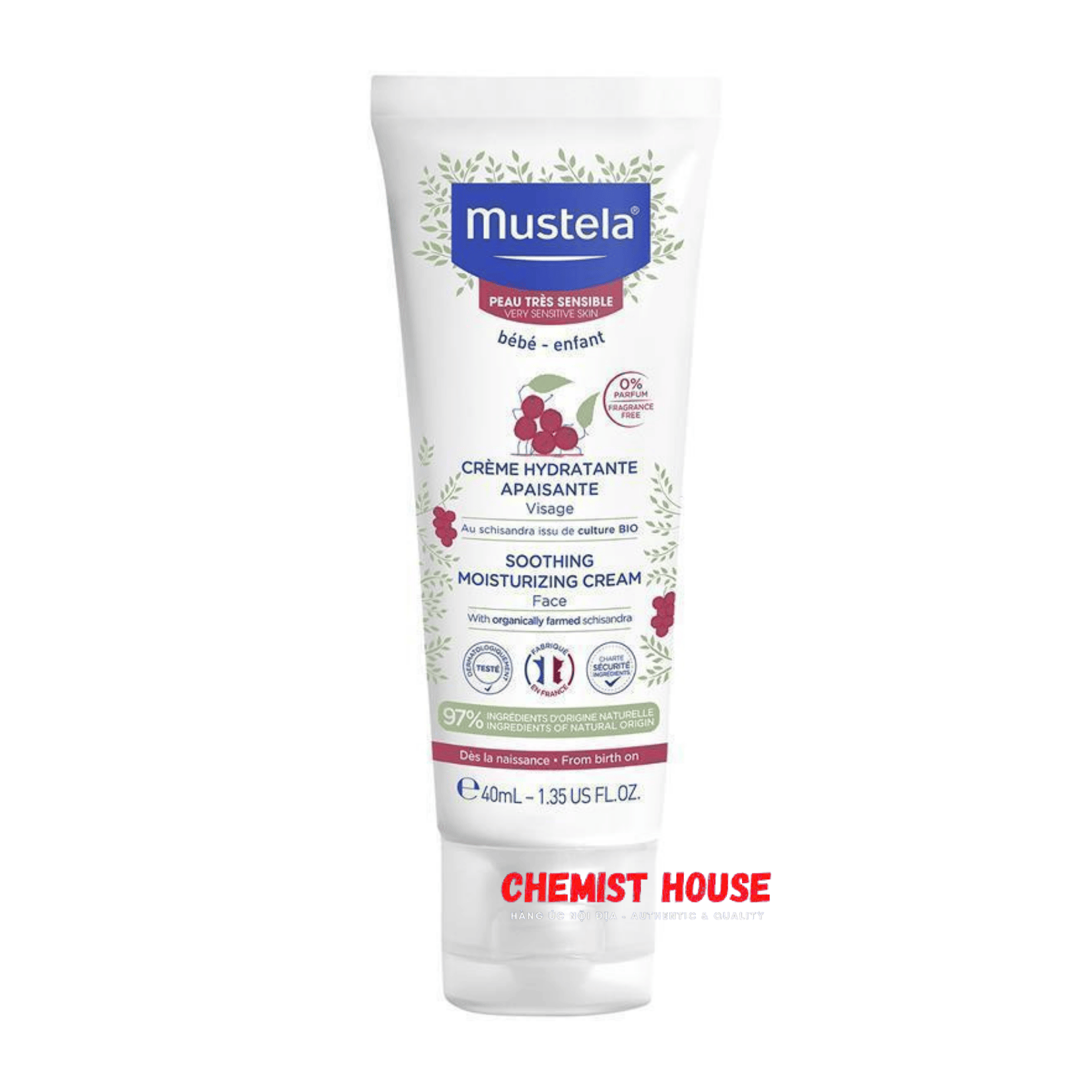 Mustela Soothing Moisturising Face Cream Fragrance Free 40ml