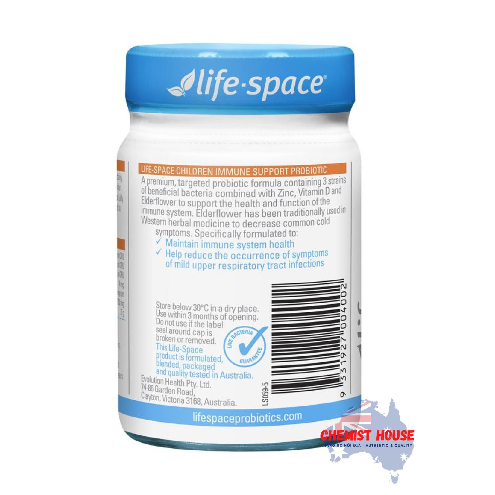 Men vi sinh cho bé Life Space Childrens Immune Support Probiotic 60g