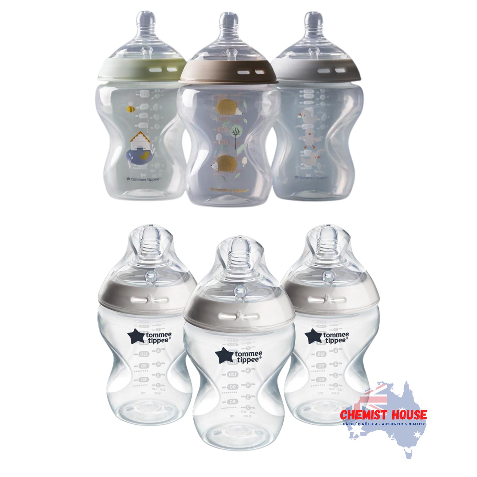 Bộ 3 Bình Sữa PP Ty Siêu Mềm Siêu Tự Nhiên Cho Bé 260ml - Tommee Tippee Natural Start 260ml PP Bottles Boy 3 Pack