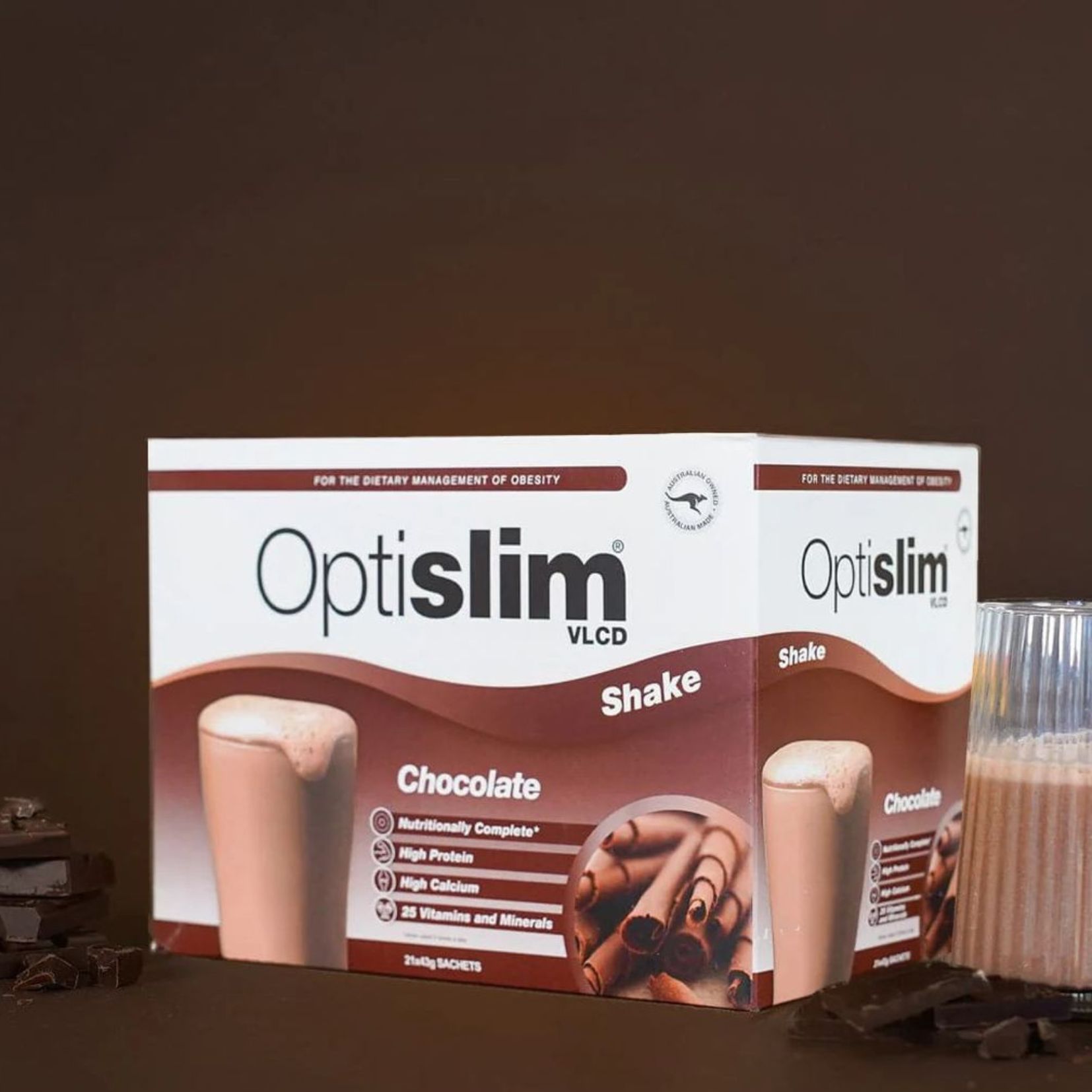 Thức Uống Giảm Cân Optislim VLCD Shake Vị Chocolate 21x43g Gói - Optislim VLCD Meal Replacement Shake Chocolate 21x43g Sachets