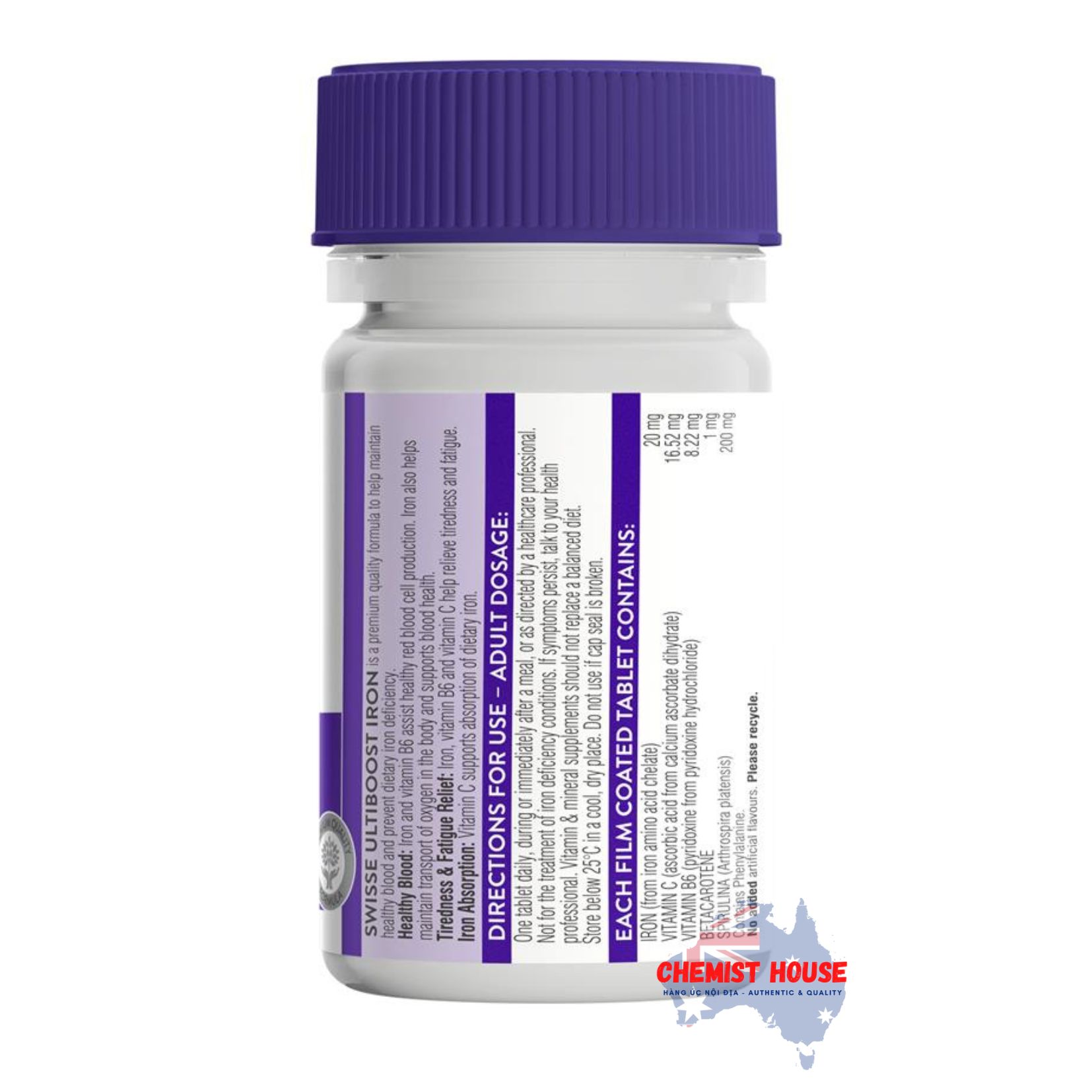 Viên uống bổ sung sắt Swisse Ultiboost Iron 30 viên