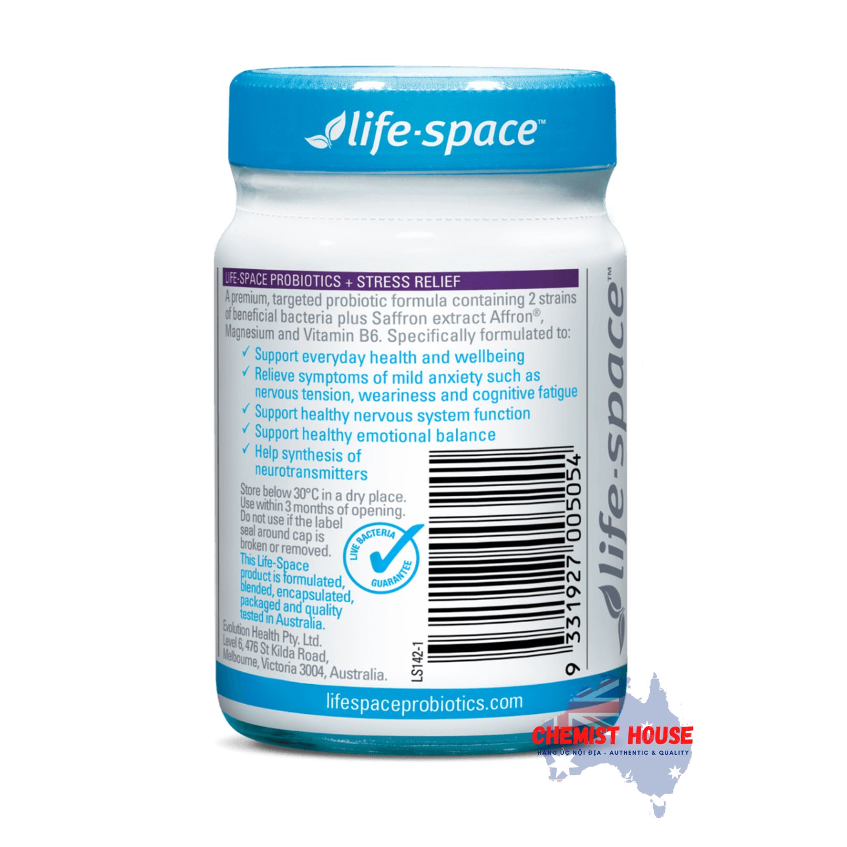 Viên uống hỗ trợ giảm căng thẳng Life Space Probiotic + Stress Support 50 Viên