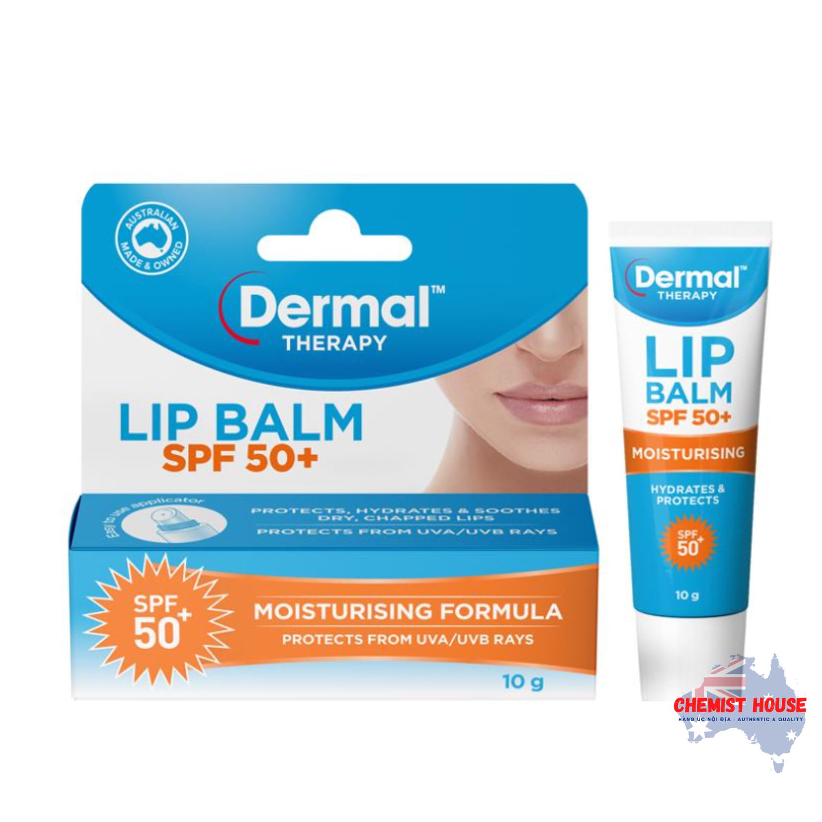 SON DƯỠNG MÔI CHỐNG NẮNG DERMAL THERAPY LIP BALM SPF 50+ 10g