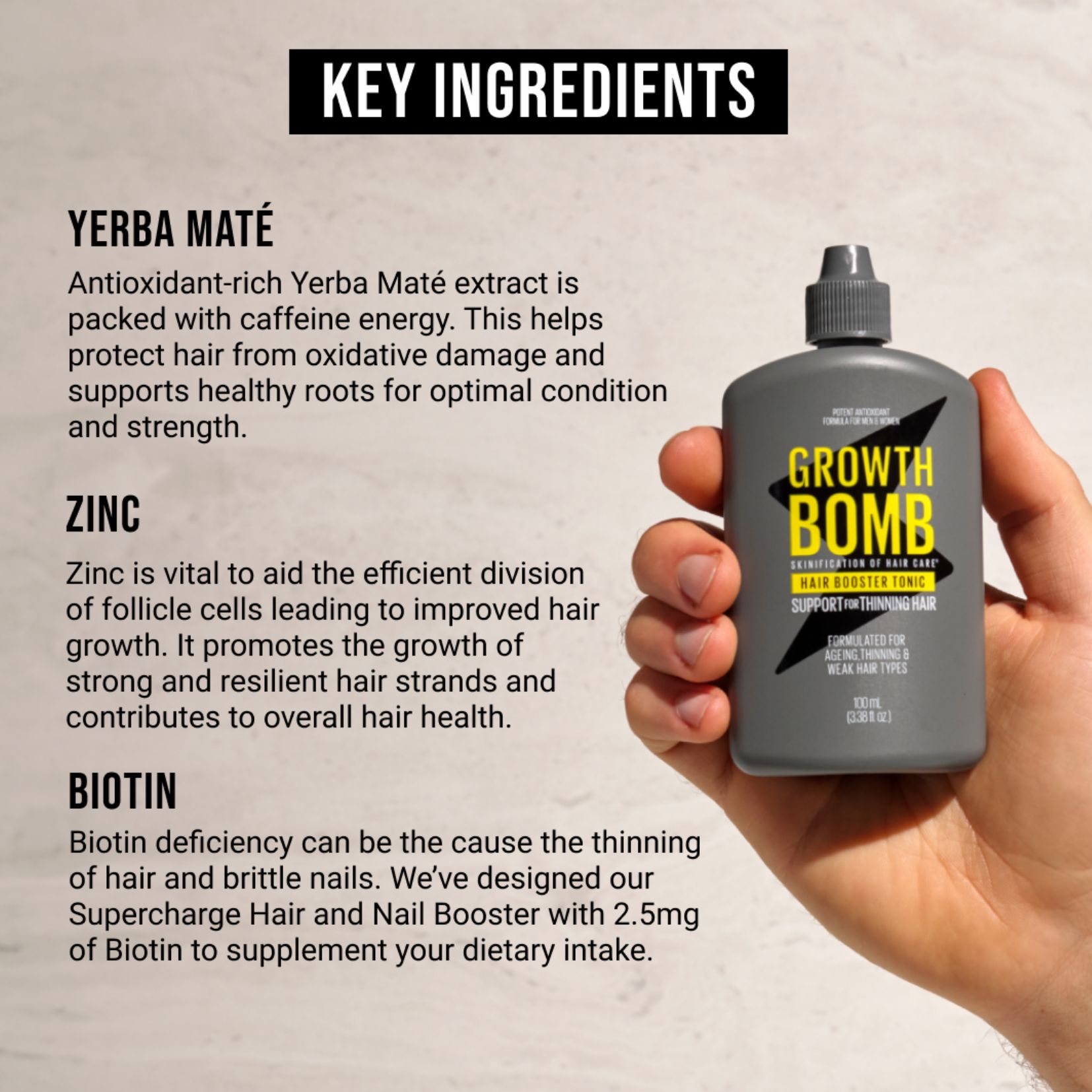 Tinh Chất Hỗ Trợ Tăng Cường Mọc Tóc & Phục Hồi Da Đầu Growth Bomb 100ml - Growth Bomb High Strength Tonic 100ml