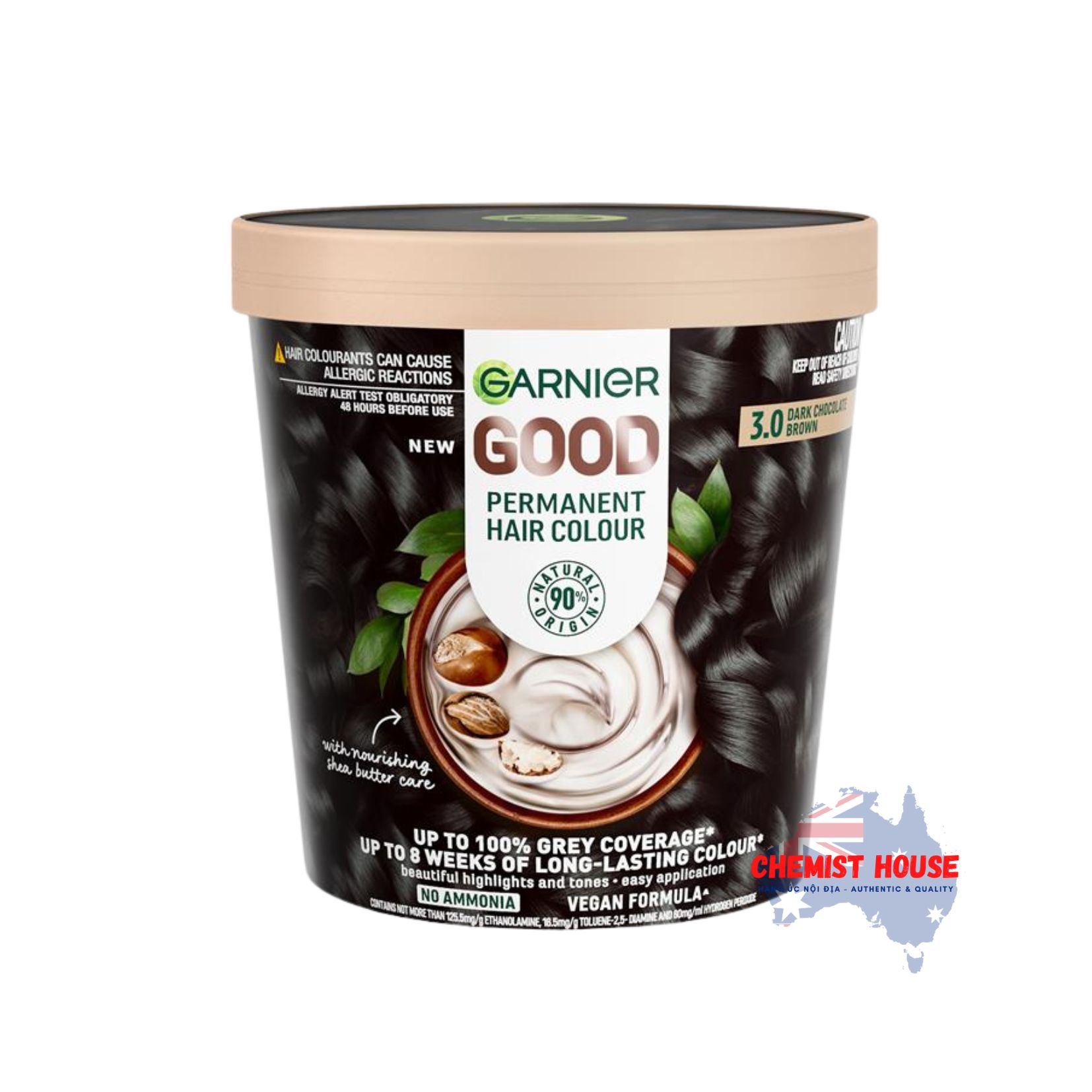 Thuốc Nhuộm Tóc Thuần Chay Garnier Good Hair Color 3.0 Chocolate Đen - Thuốc nhuộm tóc Garnier Good Hair Color 3.0 Dark Chocolate