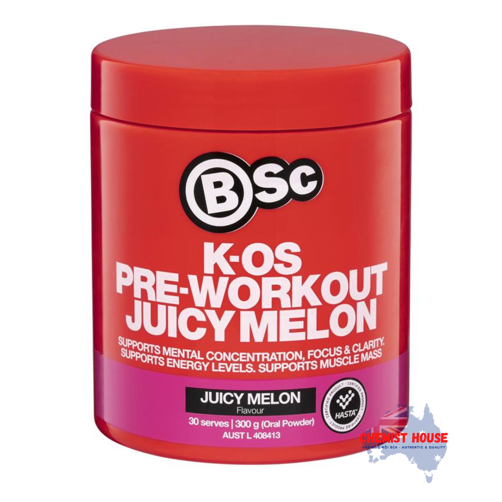 BSc K-OS Pre-Workout Hỗ Trợ Sức Đề Kháng & Tăng Năng Lượng - BSc K-OS Pre-Workout Blue Gummies/Lemon Squash/Juicy Melon/Grape 300g