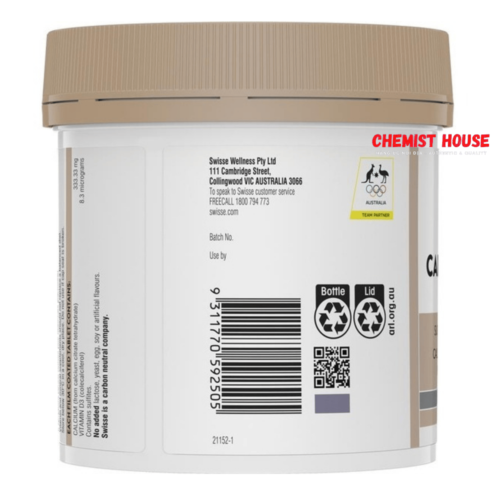 Swisse Ultiboost Calcium + Vitamin D - Viên Uống Chống Loãng Xương Tăng Cường Canxi + Vitamin D 150 viên