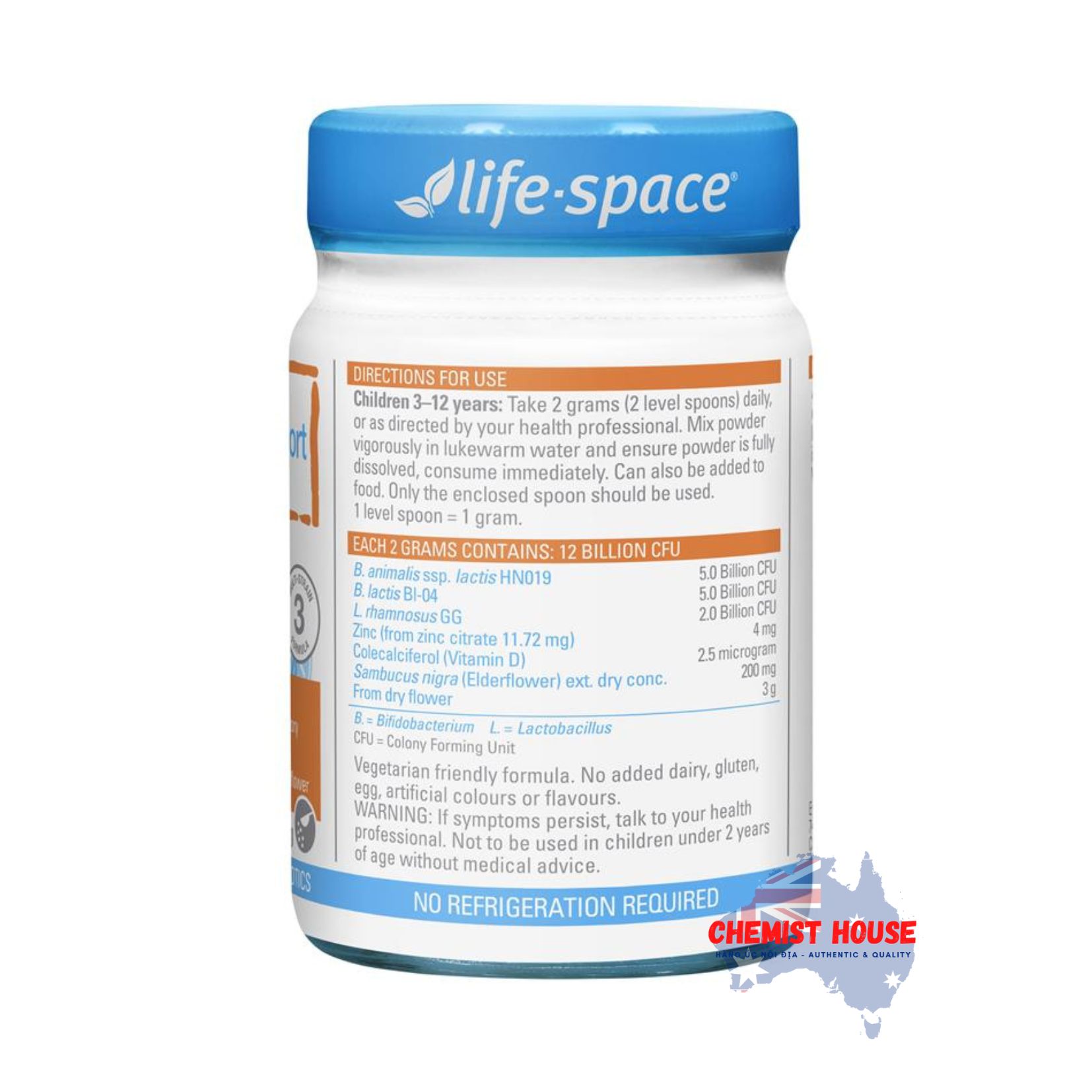 Men vi sinh cho bé Life Space Childrens Immune Support Probiotic 60g