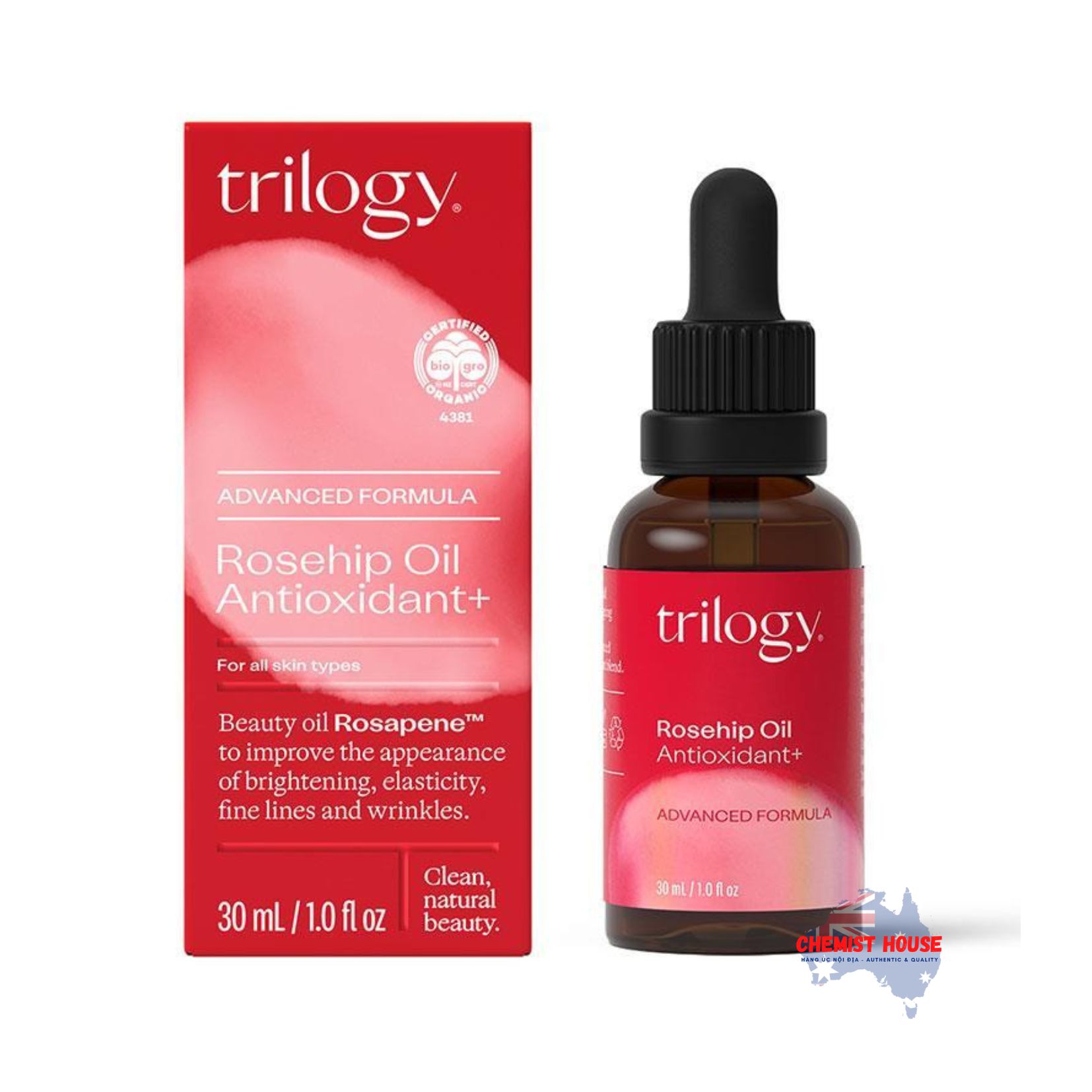 Trilogy Dầu Dưỡng Tầm Xuân Hữu Cơ Nguyên Chất Certified Organic Rosehip Oil 45ml