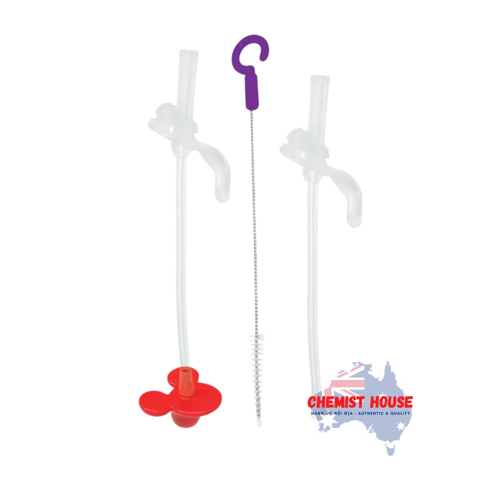 Bộ Ống Hút Thay Thế Và Dụng Cụ Vệ Sinh Bình Nước 360 Độ Cho Bé Tiện Dụng - B.Box Sippy Cup Replacement Straw Disney Princess/Mickey/Woody