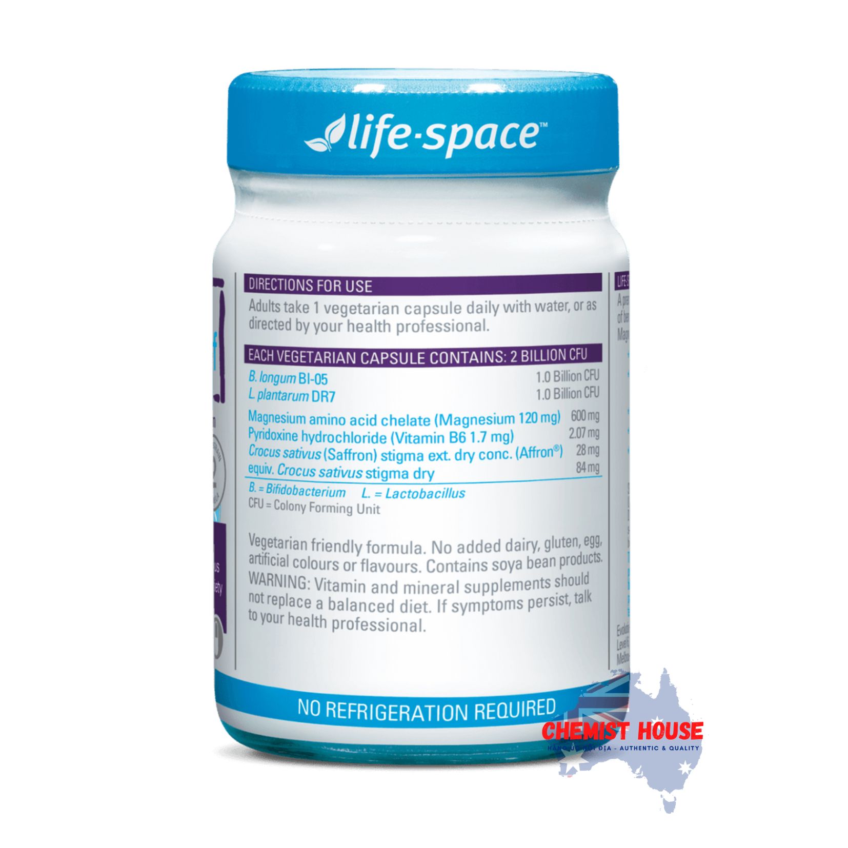 Viên uống hỗ trợ giảm căng thẳng Life Space Probiotic + Stress Support 50 Viên