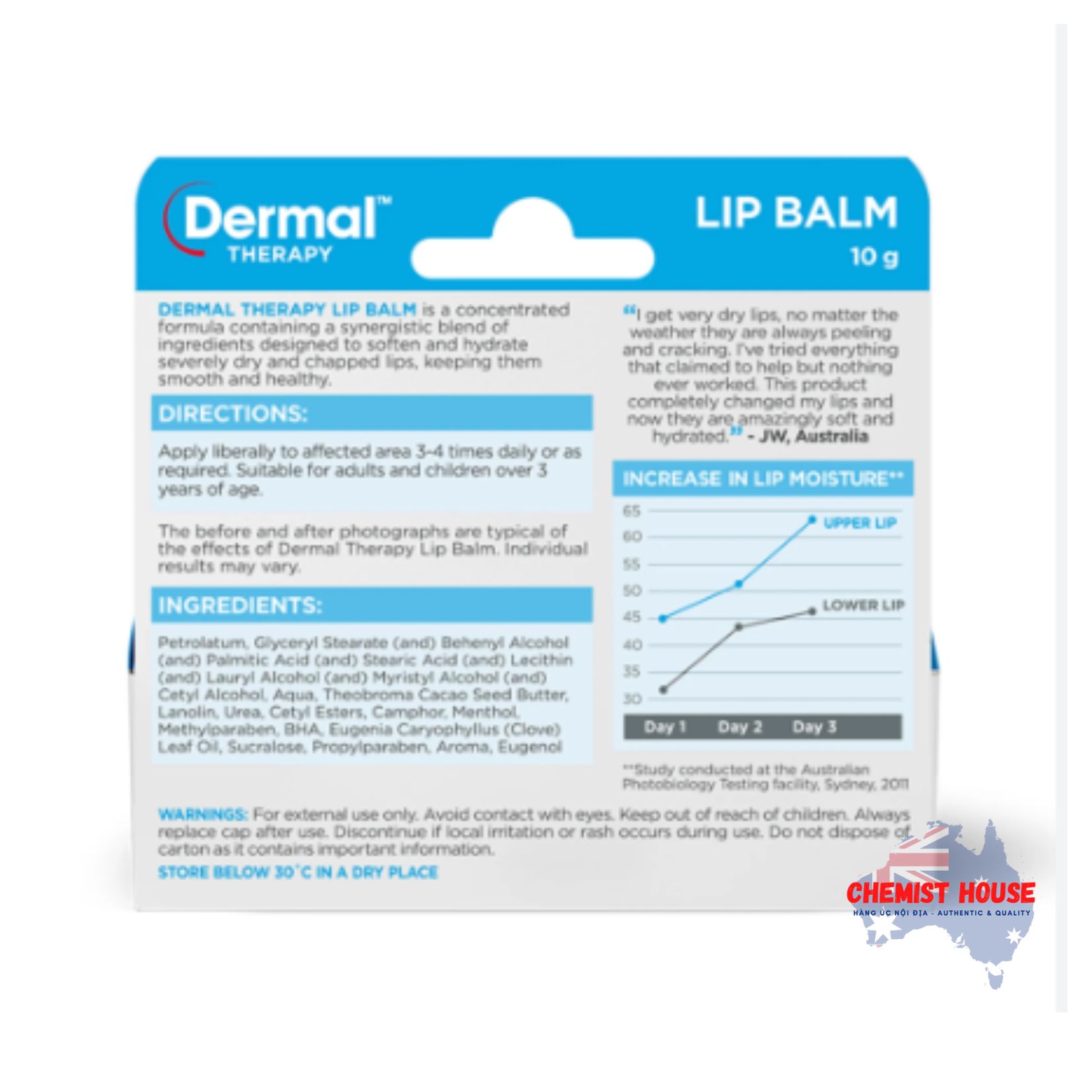 Son Dưỡng Môi Dermal Therapy Lipbalm 10g Giảm Khô Nứt Nẻ Môi