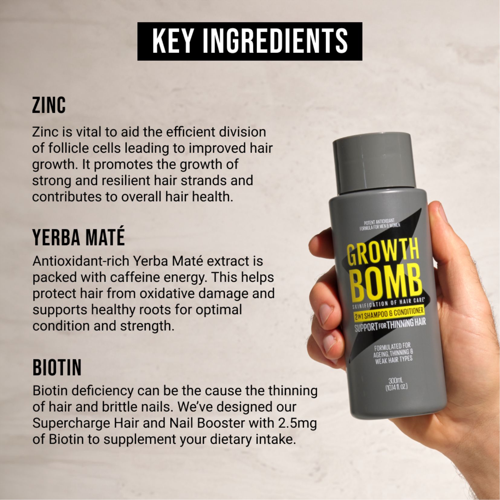 Dầu Gội & Xả 2 trong 1 Growth Bomb High Strength 300ml - Growth Bomb High Strength 2 in 1 Shampoo & Conditioner 300m