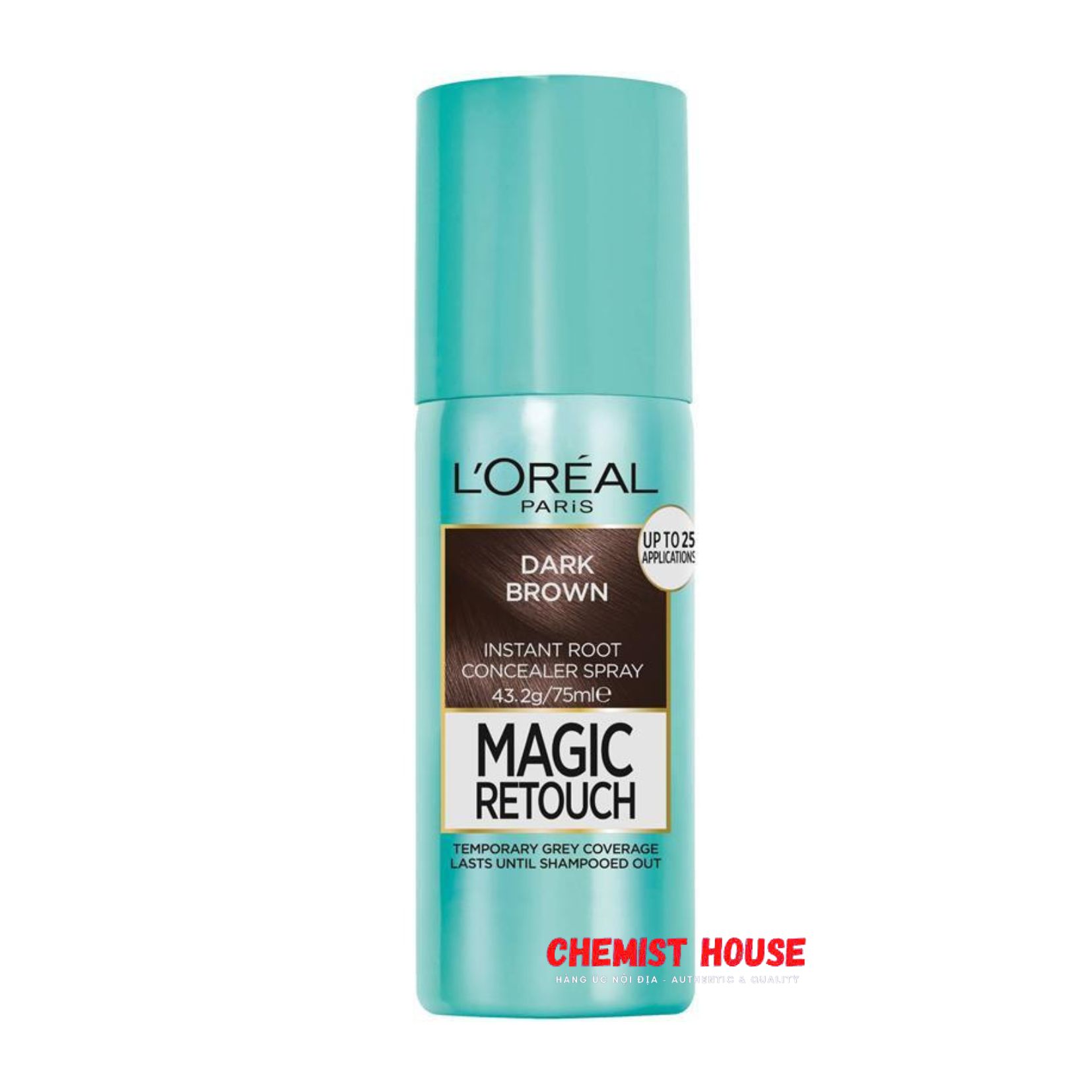 Bình Xịt L'Oreal Che Phủ Bạc Chân Tóc Nâu Đậm - L'Oreal Paris Magic Retouch Temporary Root Concealer Spray Dark Brown - Xịt che phủ bạc nhanh tức thì