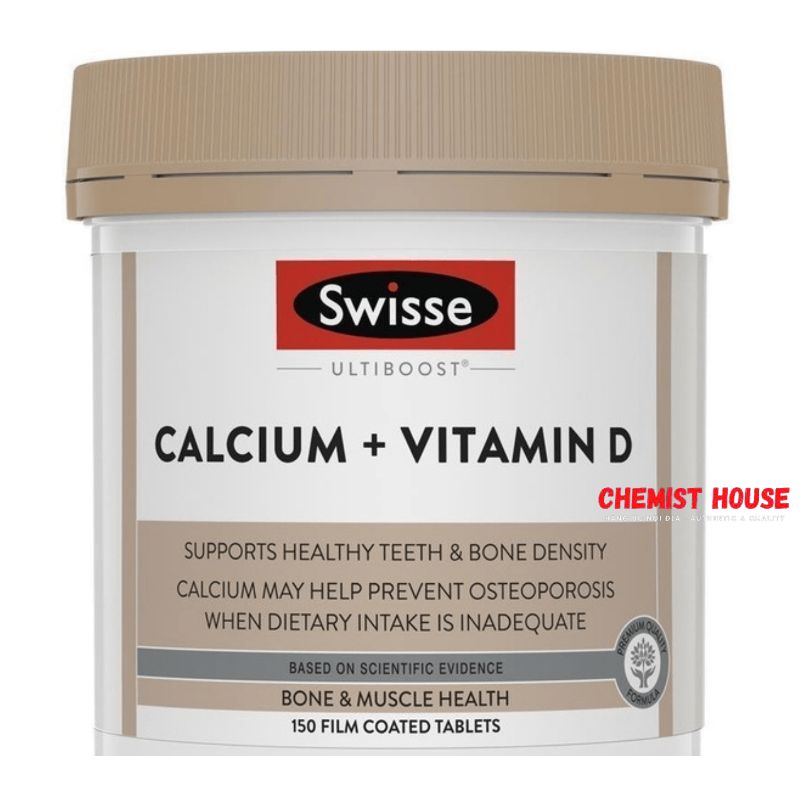 Swisse Ultiboost Calcium + Vitamin D - Viên Uống Chống Loãng Xương Tăng Cường Canxi + Vitamin D 150 viên
