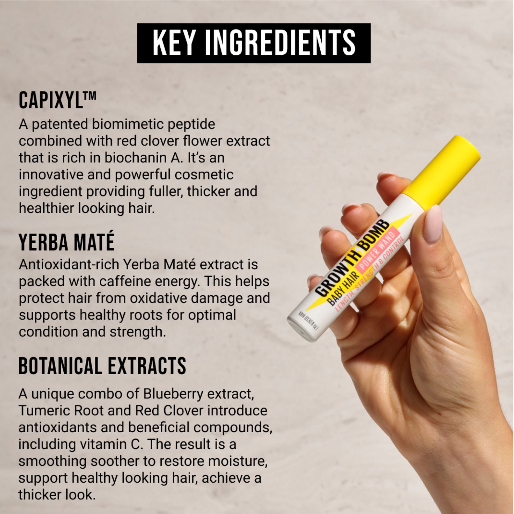 Huyết Thanh Kích Thích Mọc Tóc Giúp Tóc Dài & Bồng Bềnh, Óng Mượt 10ml - Growth Bomb Hair Growth Wand 10ml