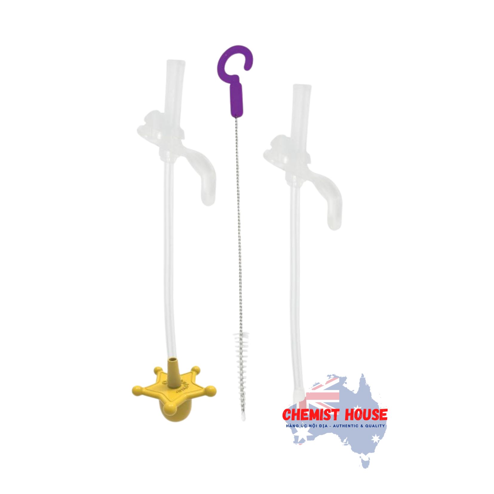 Bộ Ống Hút Thay Thế Và Dụng Cụ Vệ Sinh Bình Nước 360 Độ Cho Bé Tiện Dụng - B.Box Sippy Cup Replacement Straw Disney Princess/Mickey/Woody