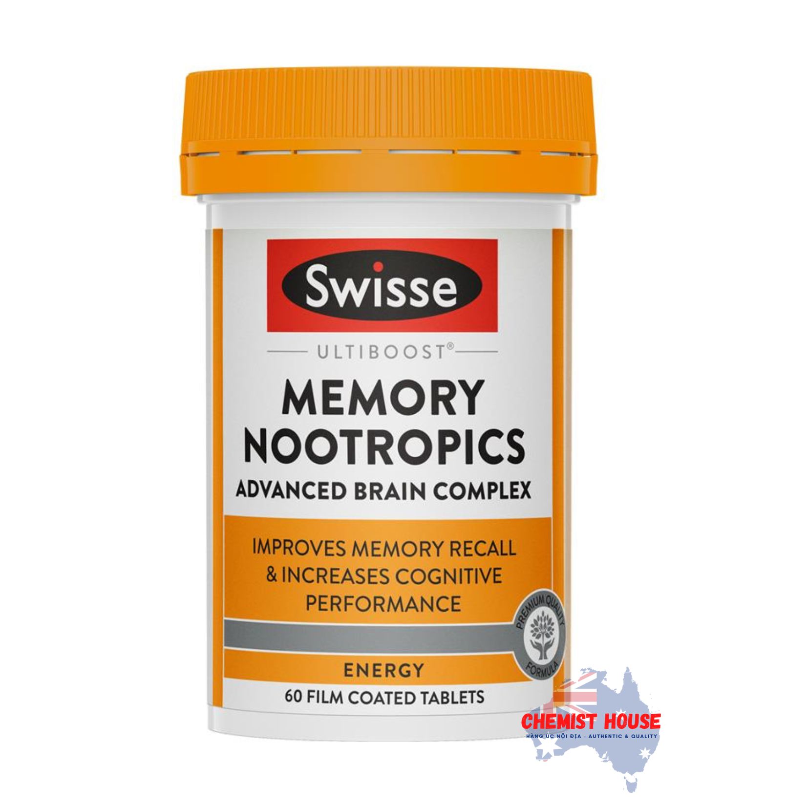 Viên Uống Bổ Não & Tăng Cường Trí Nhớ 60 Viên - Swisse Ultiboost Memory Nootropics 60 Tabs