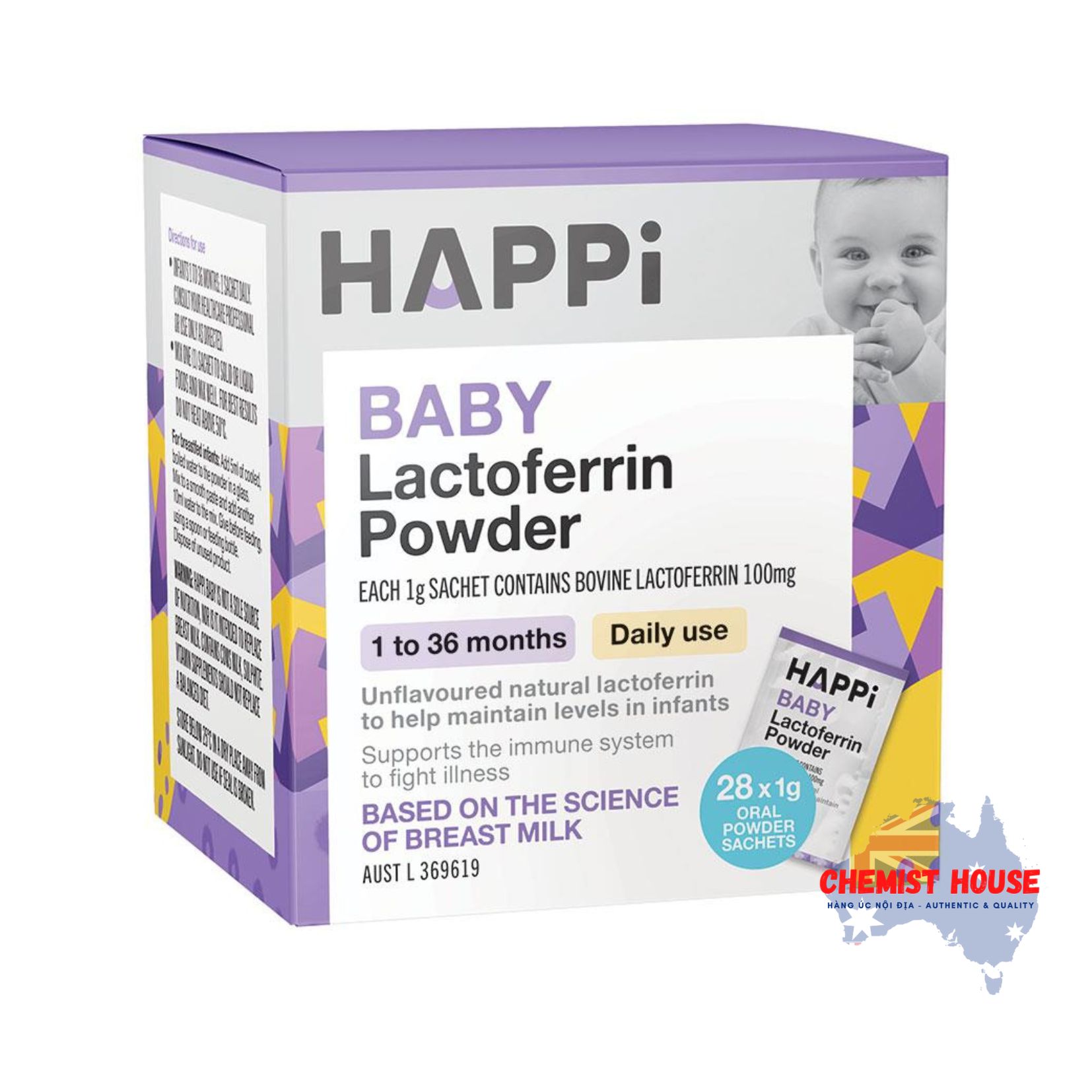 Bột Dinh Dưỡng Cho Bé Happi Baby Lactoferrin Powder 28 Gói - Happi Baby Lactoferrin Powder Sachets 28 x 1g
