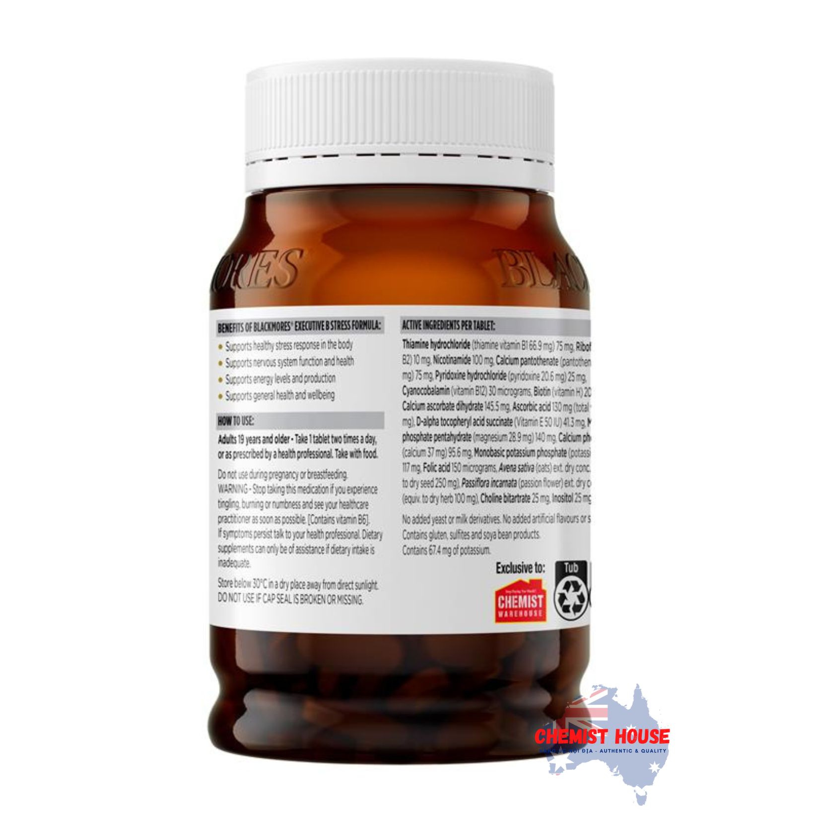 Viên Uống Blackmores Executive B Stress Formula Hỗ Trợ Giảm Căng Thẳng 28 Viên/ 250 Viên - Blackmores Executive B Stress