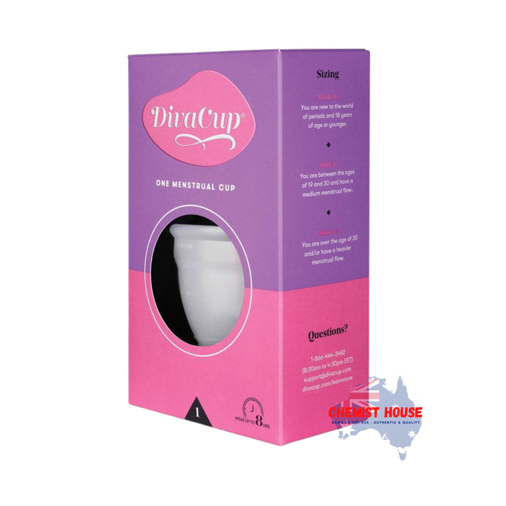 Cốc Nguyệt San DivaCup Bằng Silicone Cao Cấp Model 1 Hàng Chính Hãng - The DivaCup Menstrual Cup Model 1