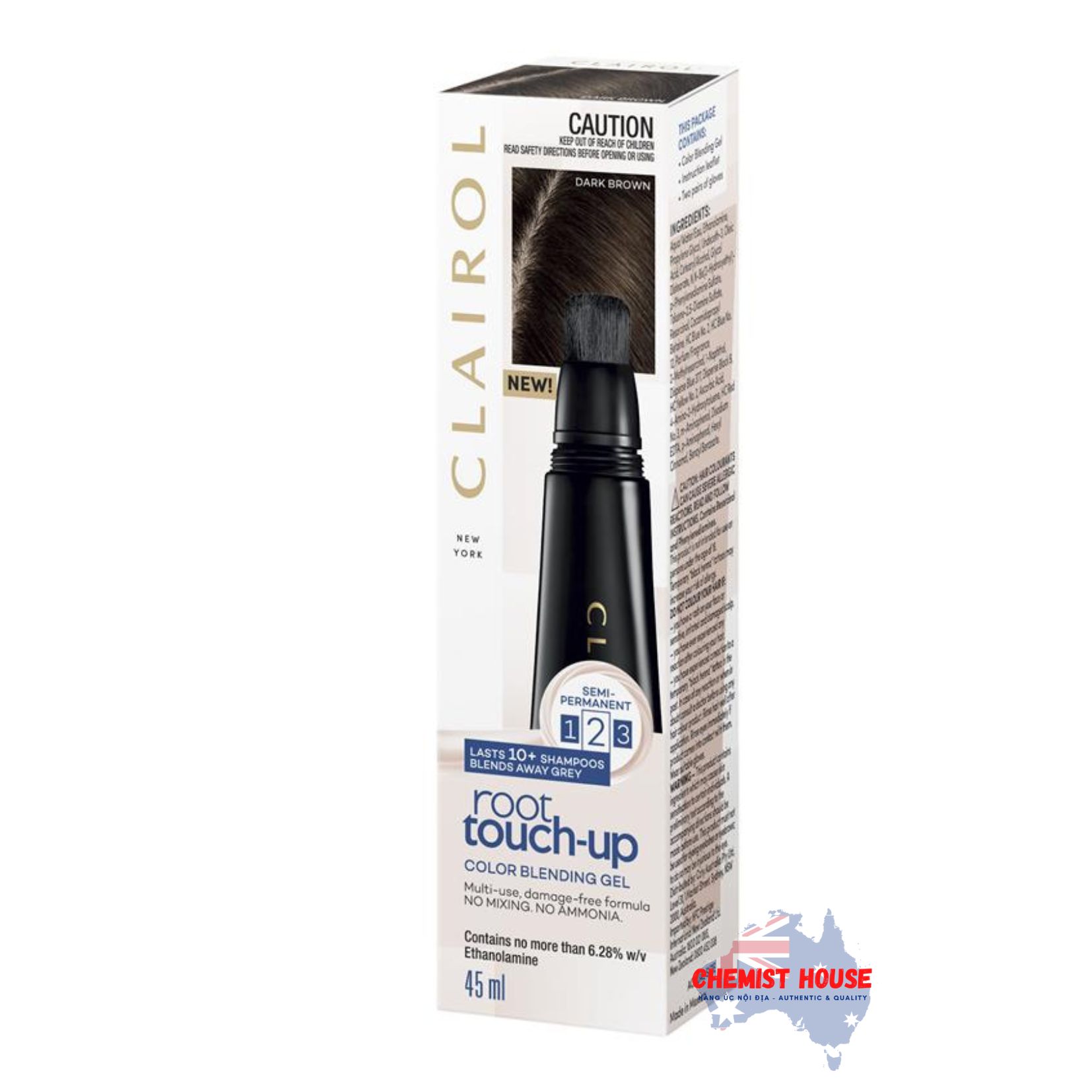 Gel Phủ Chân Tóc Clairol Nice & Easy Root Touch Up Màu Nâu Sẫm - Clairol Nice & Easy Root Touch Up Blending Gel - Dark Brown