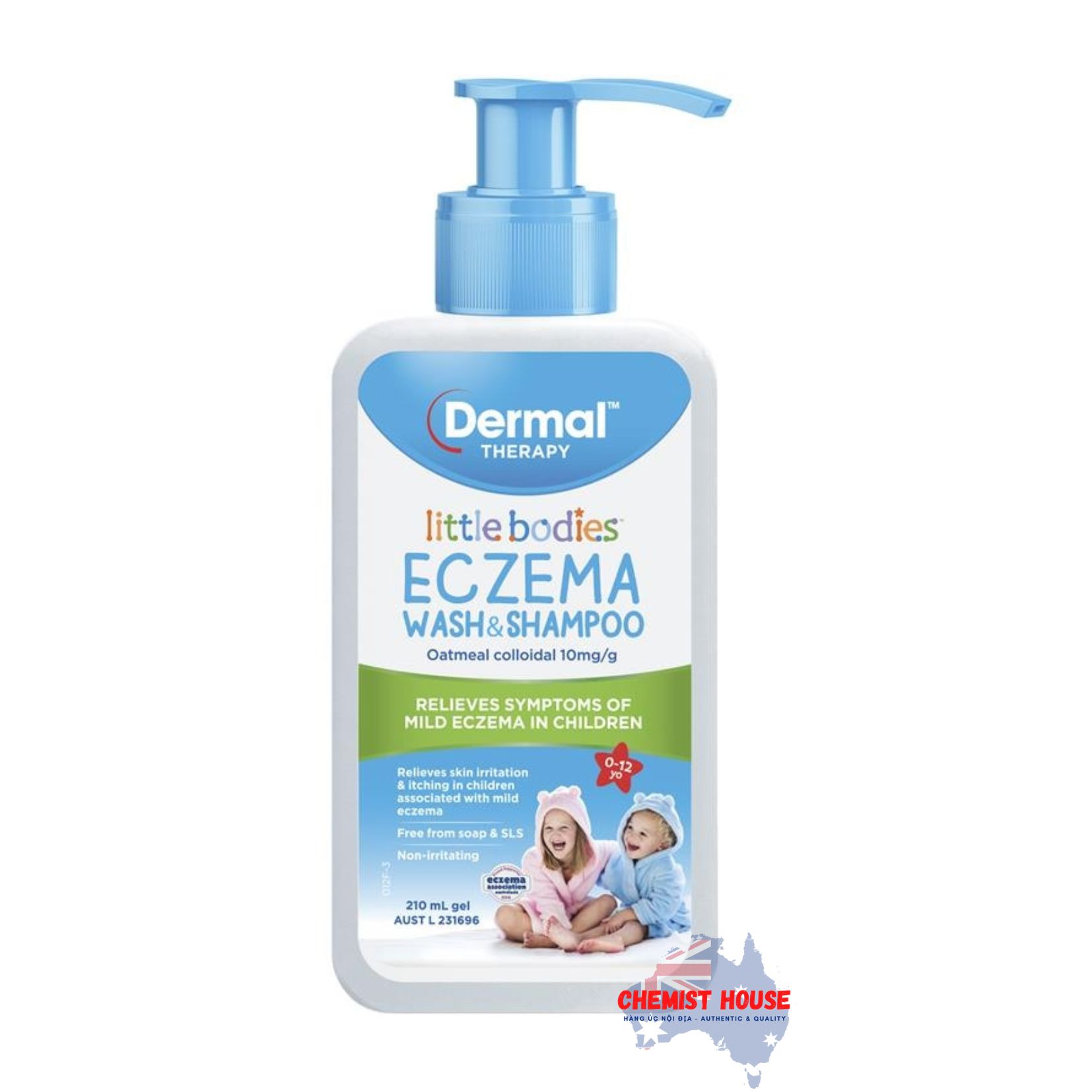 Sữa tắm gội Dermal Therapy Little Bodies Eczema Wash & Shampoo Bottle with Pump 210ml