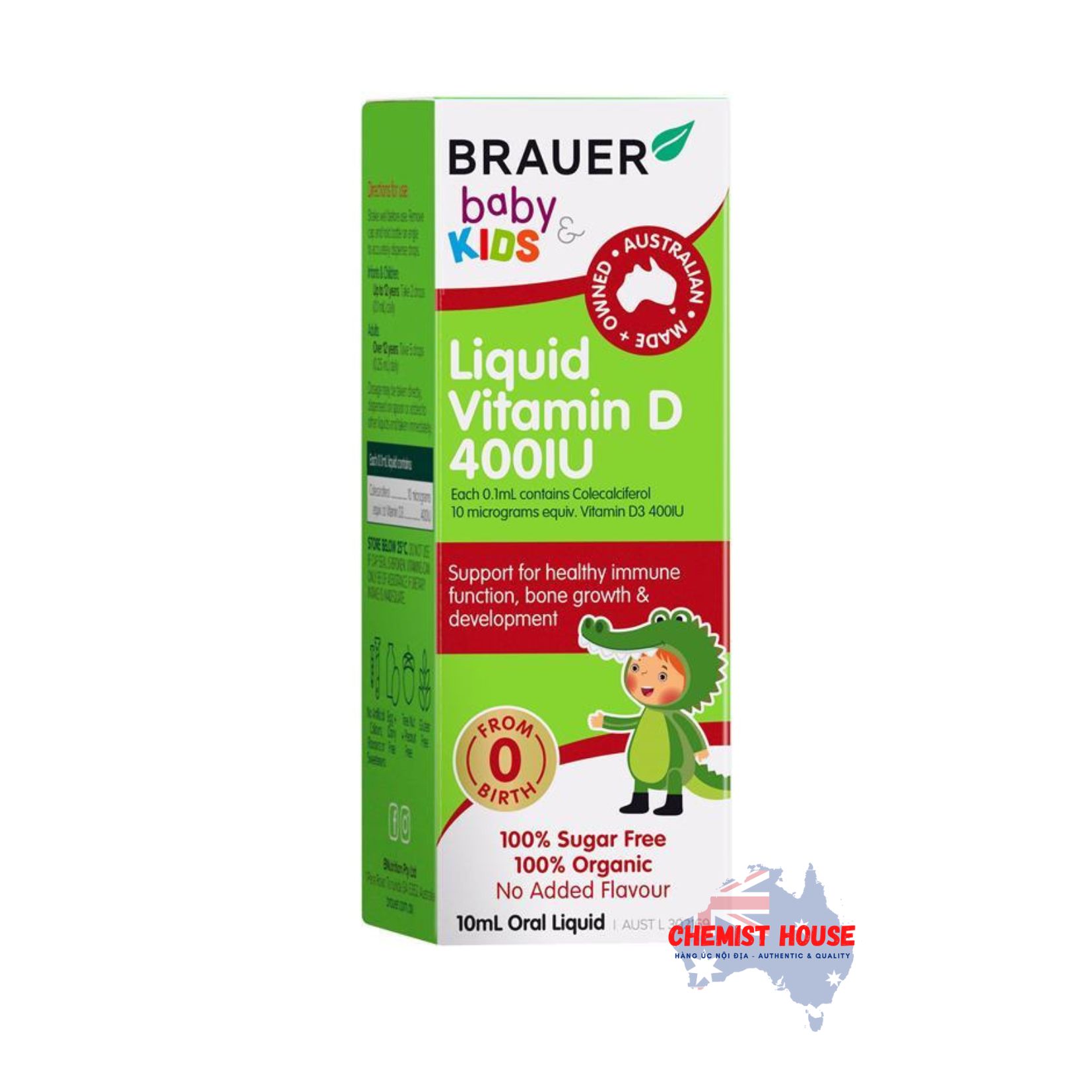 Vitamin D Giúp Bé Tăng Chiều Cao Cho Bé Brauer Kids Liquid Vitamin D 400IU 10ml