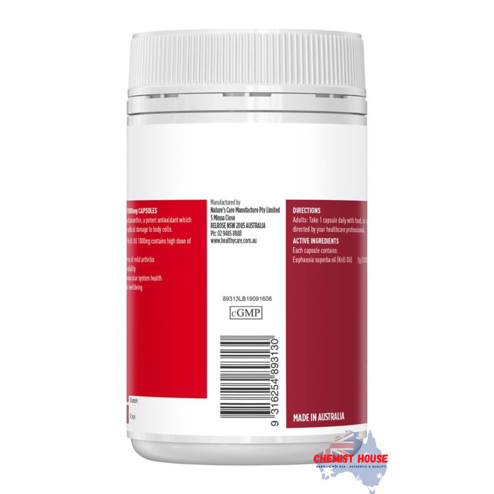 Dầu Nhuyễn Thể Healthy Care Wild Krill Oil 1000mg 60 Viên Nang Mềm - Healthy Care Wild Krill Oil 1000mg 60 Soft Capsules