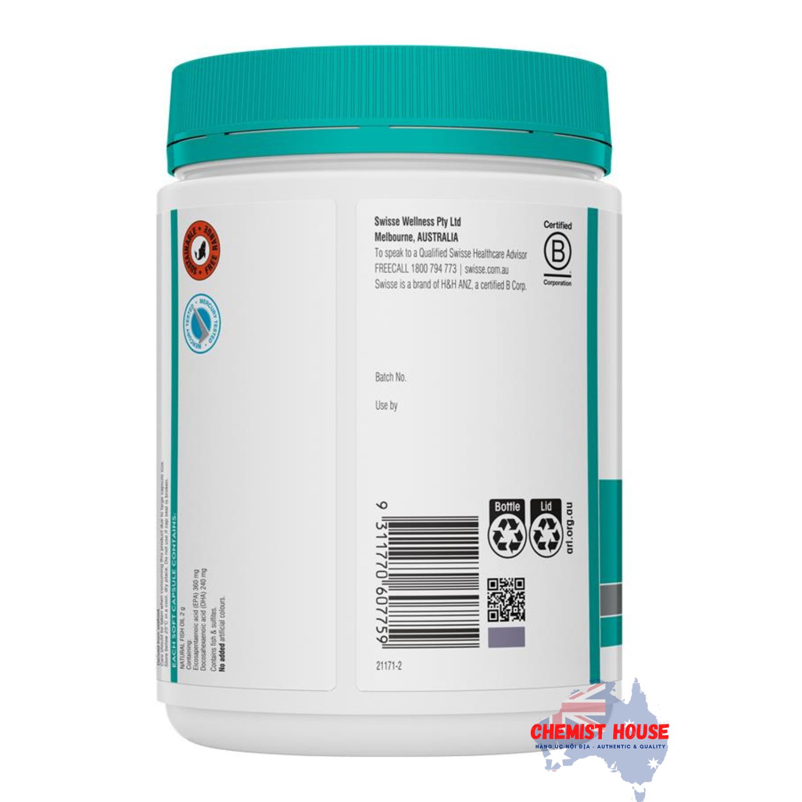Swisse Ultiboost Dầu Cá Biển Tự Nhiên Omega 3 Không Mùi 2000mg 200 Viên Nang - Swisse Ultiboost Odourless Super Strength Wild Fish Oil 2000mg 200 Capsules