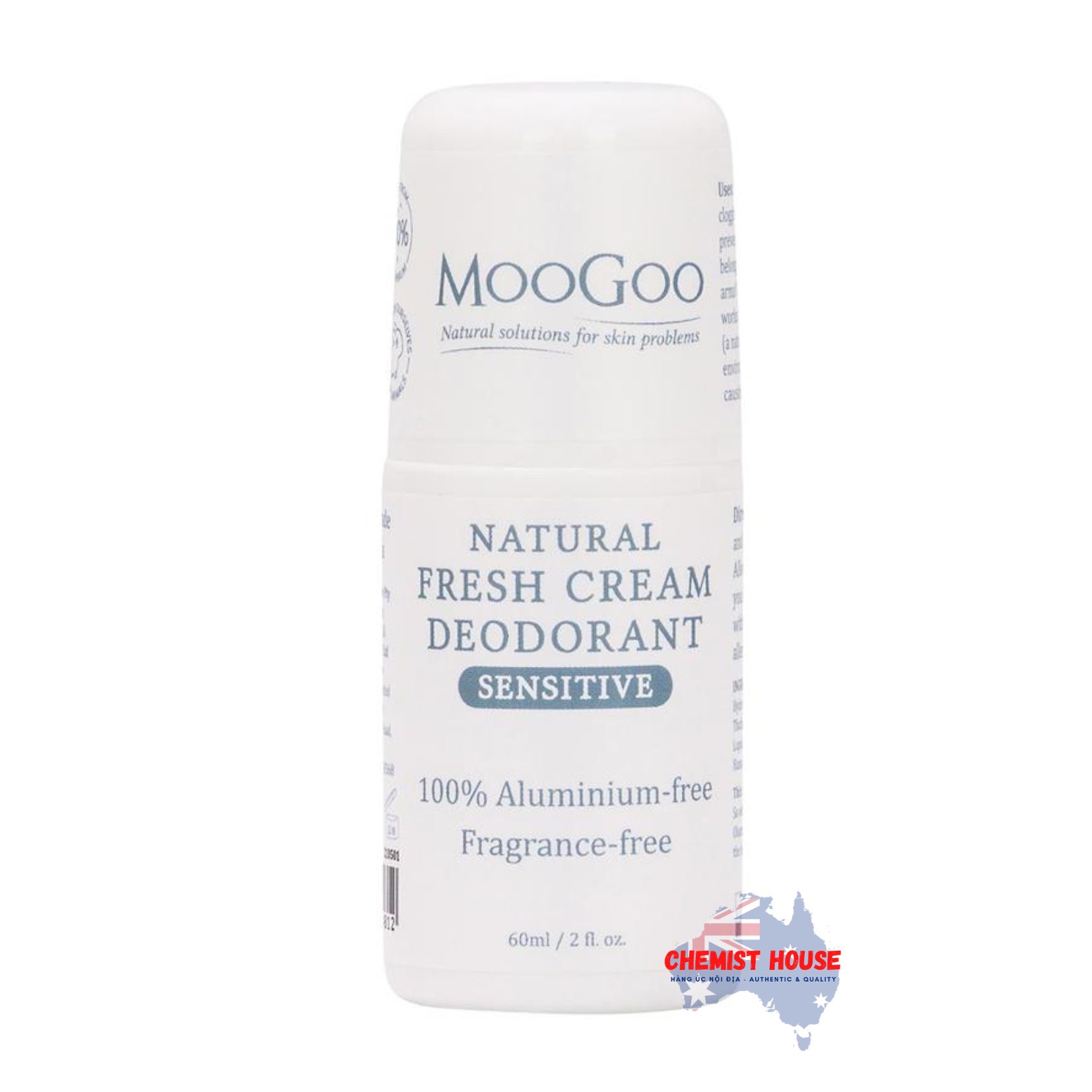 Lăn Khử Mùi Fresh Cream - Dành Cho Da Nhạy Cảm & Không Mùi 60ml - MooGoo Natural Fresh Cream Deodorant Sensitive 60ml