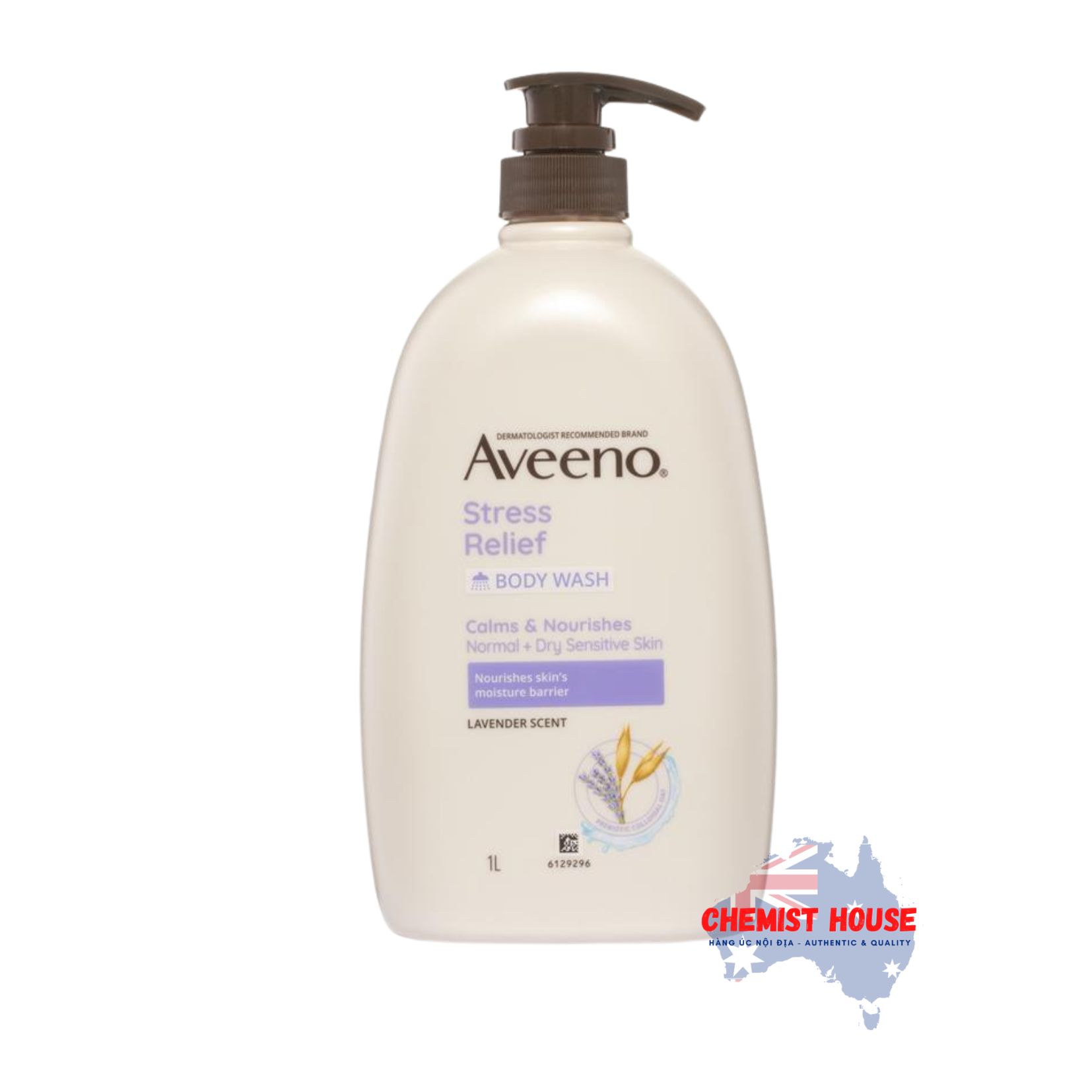 Sữa Tắm Aveeno Kết Hợp Giữa Lúa Mạch, Lavender Làm Dịu Và Nuôi Dưỡng Làn Da Hỗ Trợ Thư Giãn & Giải Tỏa Stress Cho Cơ Thể 1L - Aveeno Stress Relief Hydrating Lavender Scent Body Wash 1L