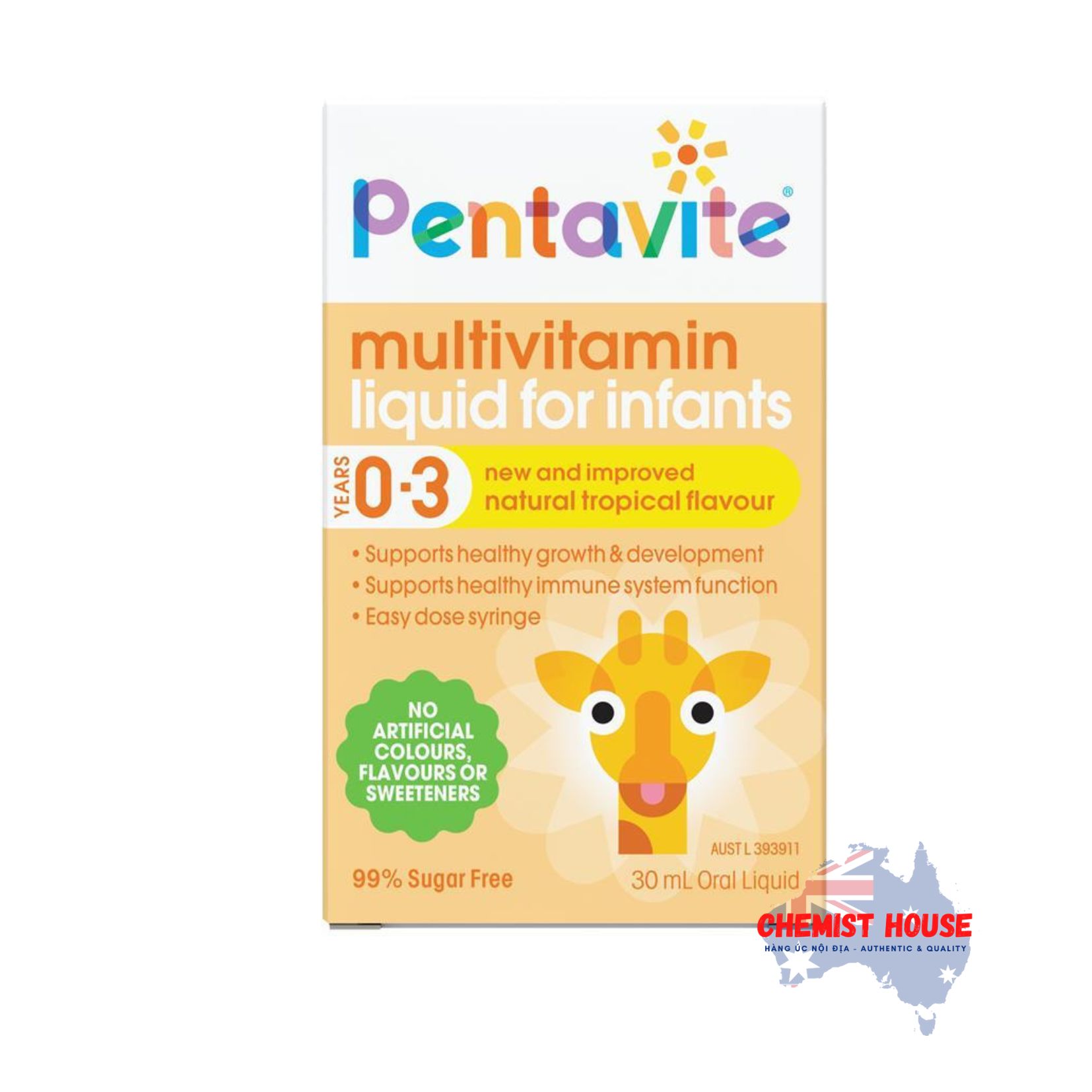 Pentavite Multivitamin Dạng Lỏng Cho Trẻ Sơ Sinh 30ml Hương Vị Nhiệt Đới (MỚI) - Pentavite Multivitamin Liquid For Infants 30ml Tropical Flavour NEW