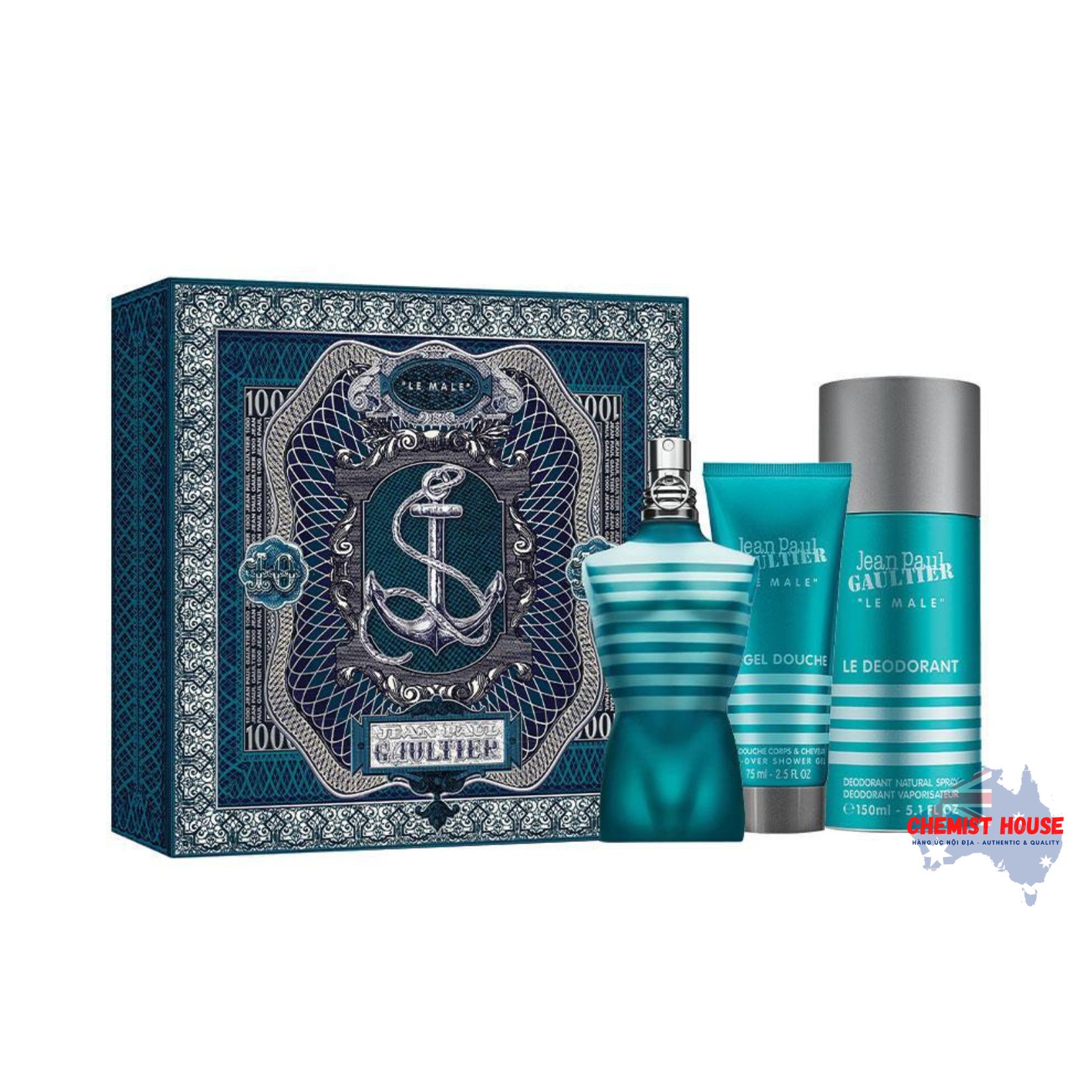 Set Nước Hoa Nam Jean Paul Gaultier Le Male 3 Món - Jean Paul Gaultier Le Male Eau de Toilette 125ml 3 Piece Set