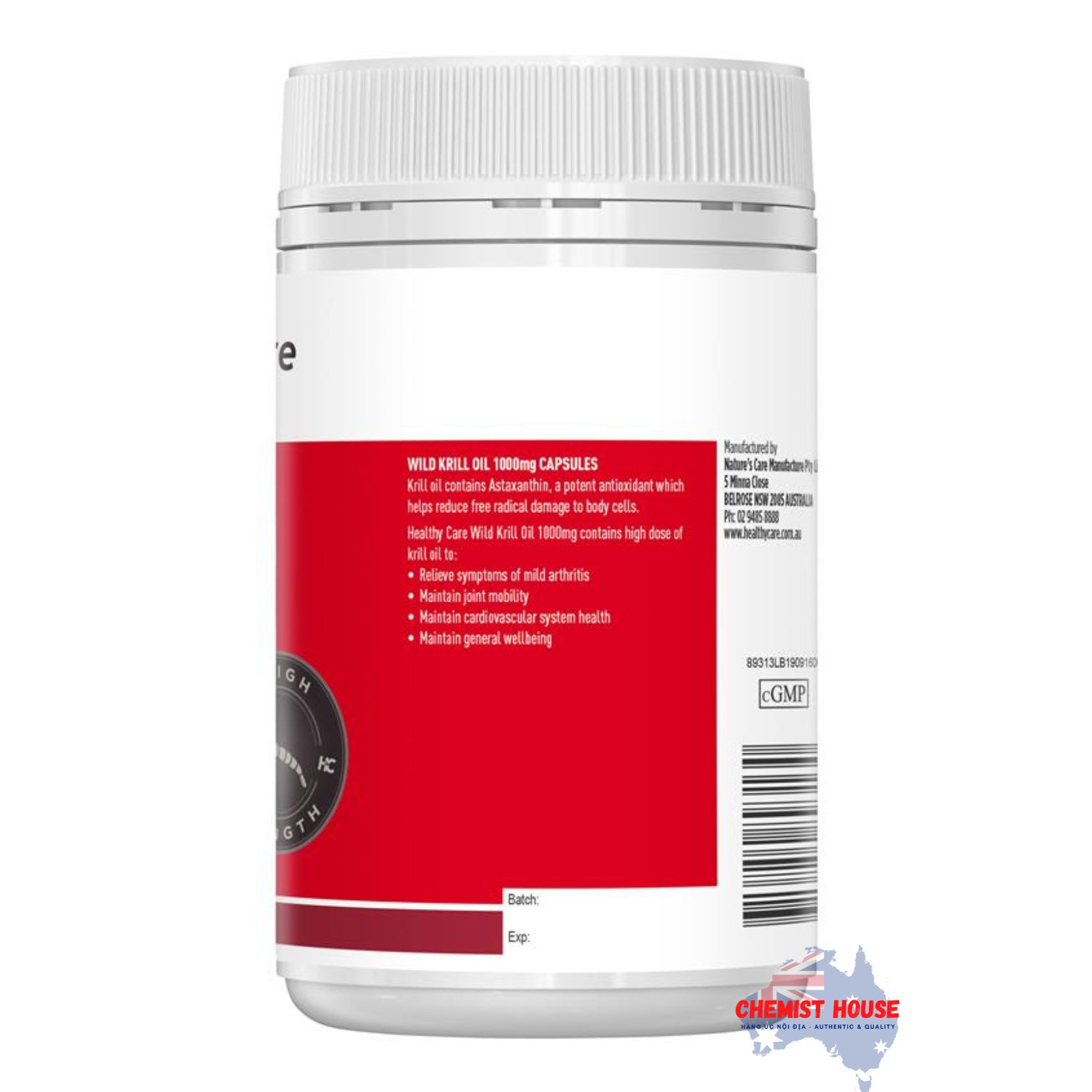 Dầu Nhuyễn Thể Healthy Care Wild Krill Oil 1000mg 60 Viên Nang Mềm - Healthy Care Wild Krill Oil 1000mg 60 Soft Capsules