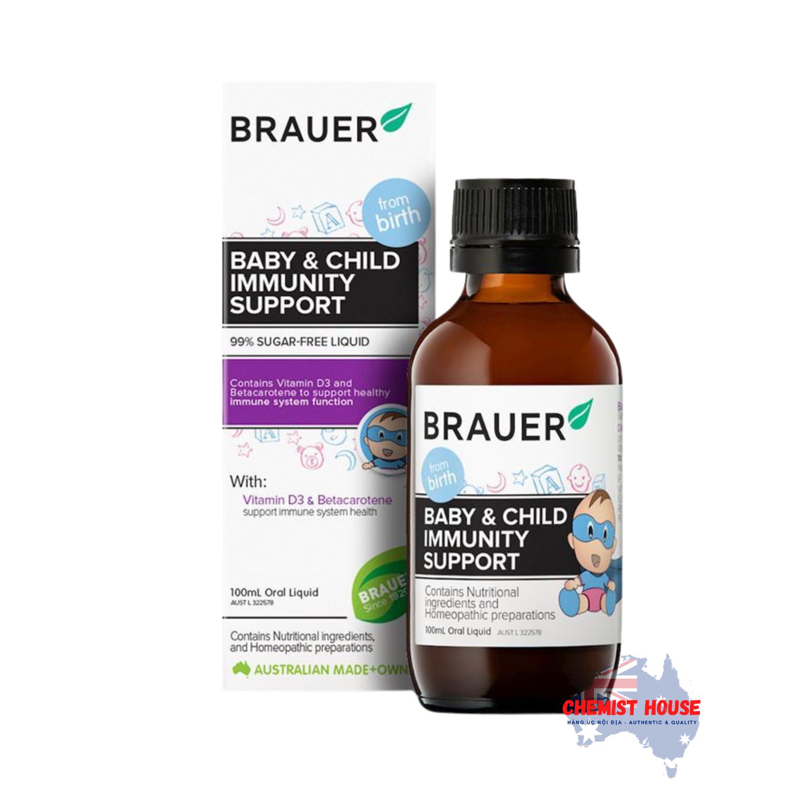 Siro tăng cường sức đề kháng cho bé Brauer Baby & Child Immunity Support 100ml