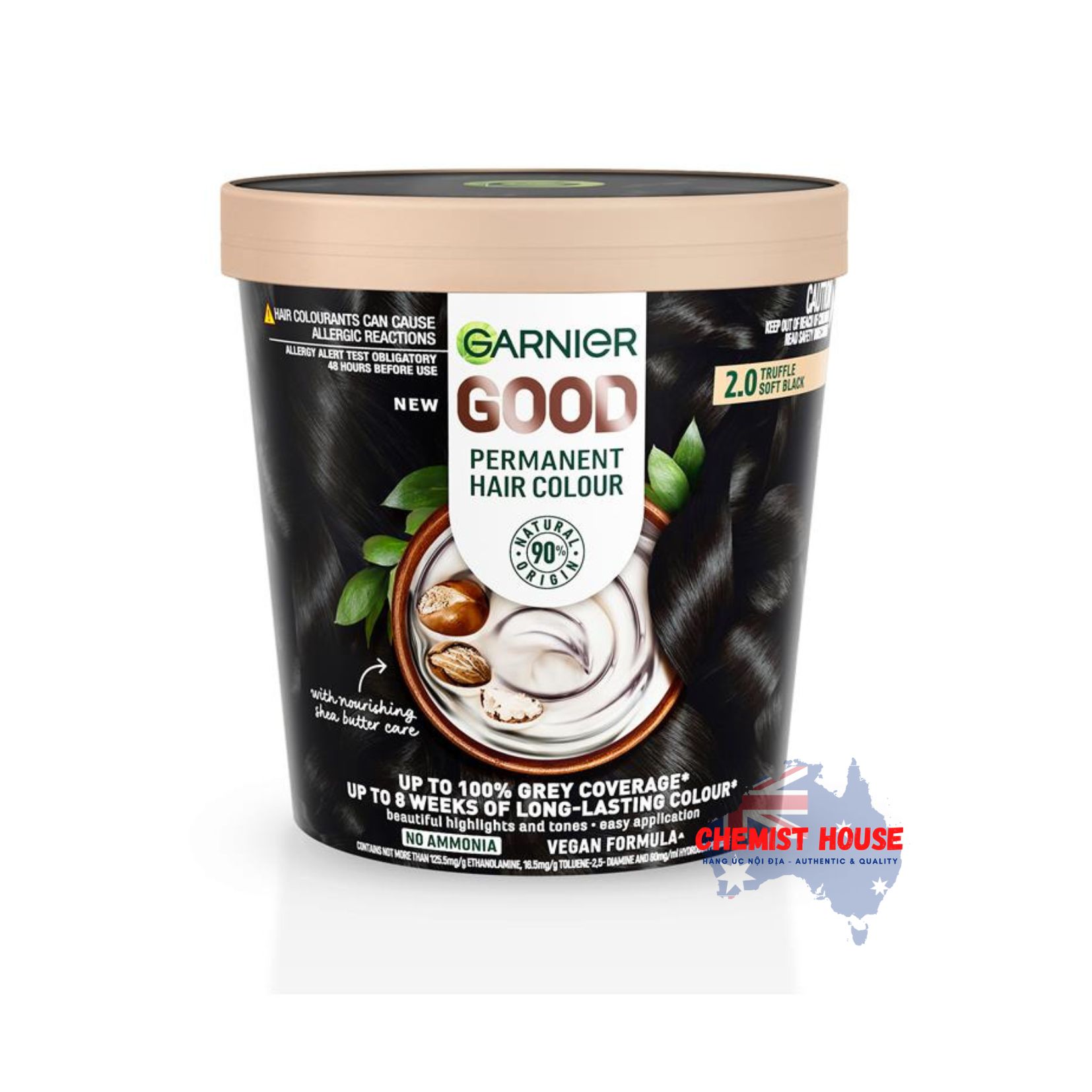 Thuốc Nhuộm Tóc Thuần Chay Garnier Good Hair Color 2.0 Truffle Soft Màu Đen - Garnier Good Hair Colour 2.0 Truffle Soft Black