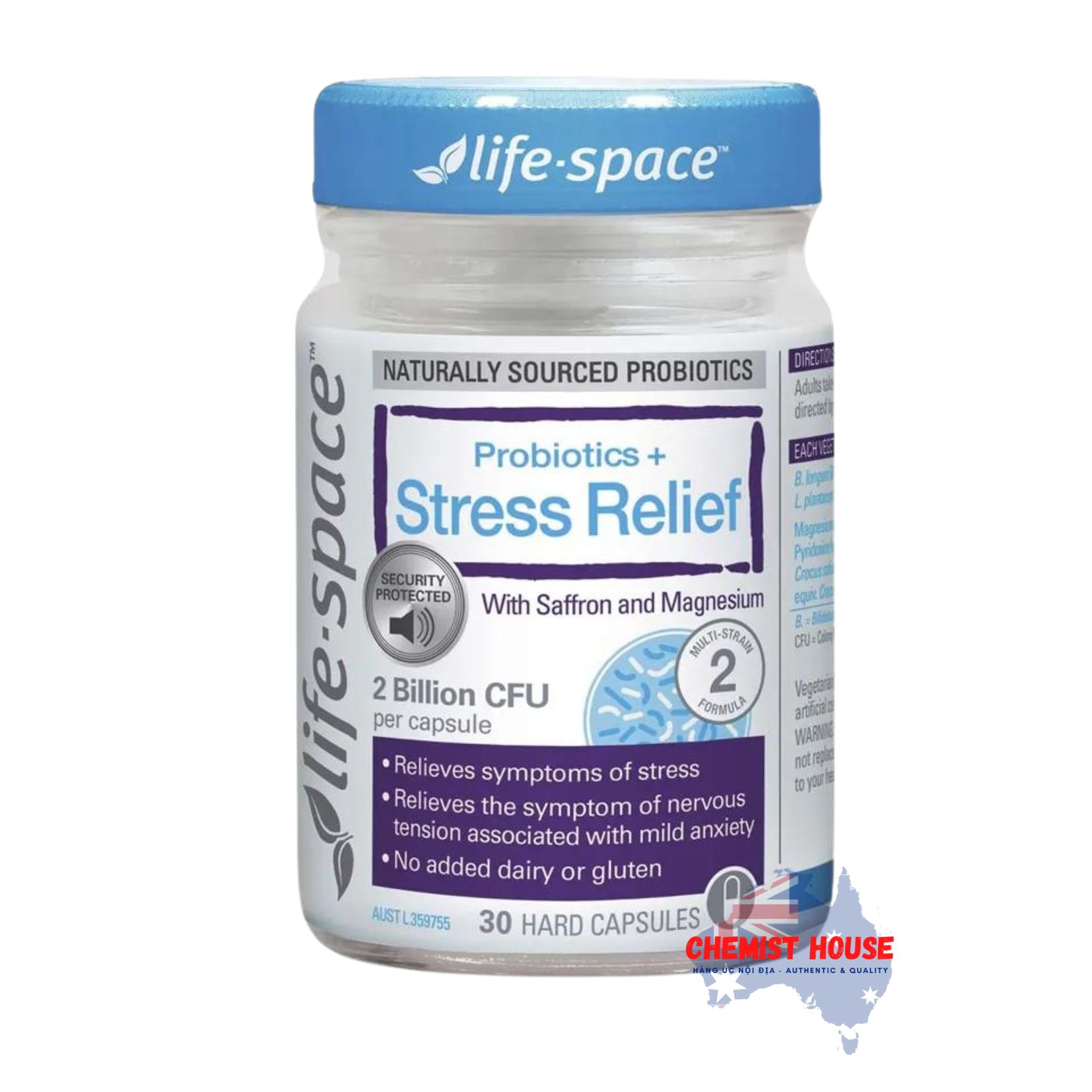 Viên uống hỗ trợ giảm căng thẳng Life Space Probiotic + Stress Support 50 Viên