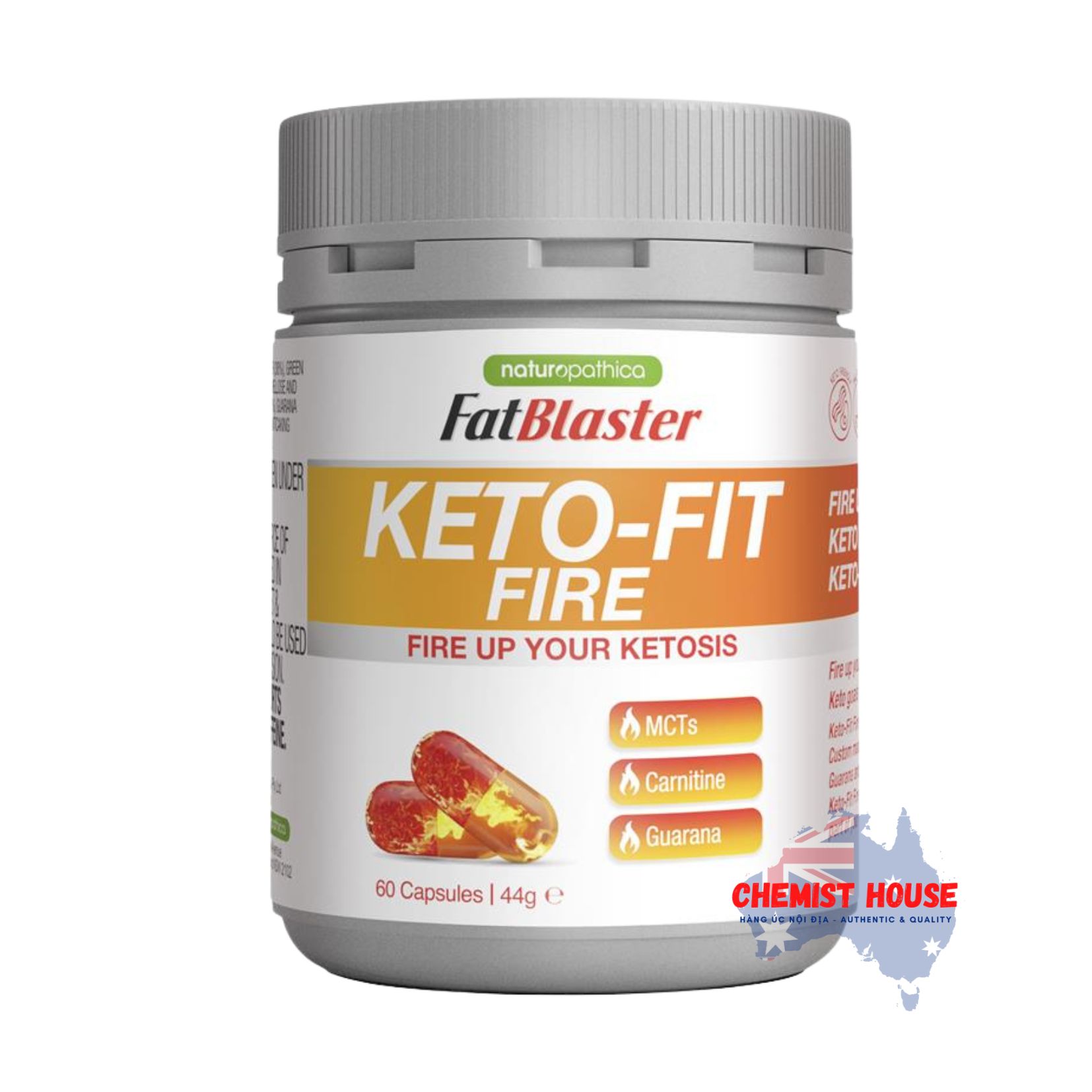 Viên Uống Hỗ Trợ Giảm Cân Fatblaster Keto Fit Fire 60 Viên - Naturopathica Fatblaster Keto Fit Fire 60 Capsules