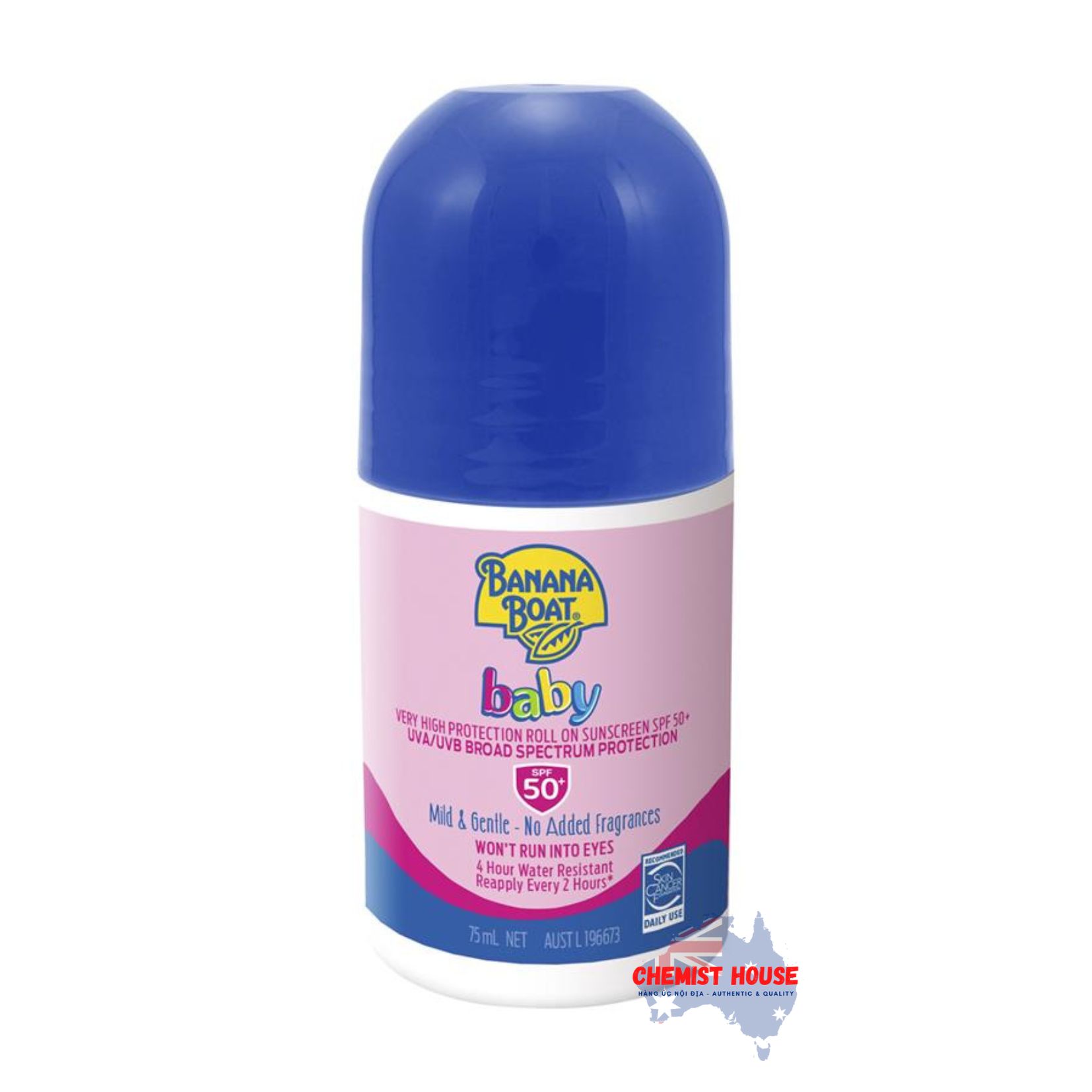 Kem Chống Nắng Cho Bé Dịu Nhẹ Banana Boat SPF 50+ Baby 75ml Dạng Lăn - Banana Boat SPF 50+ Baby 75ml Roll On