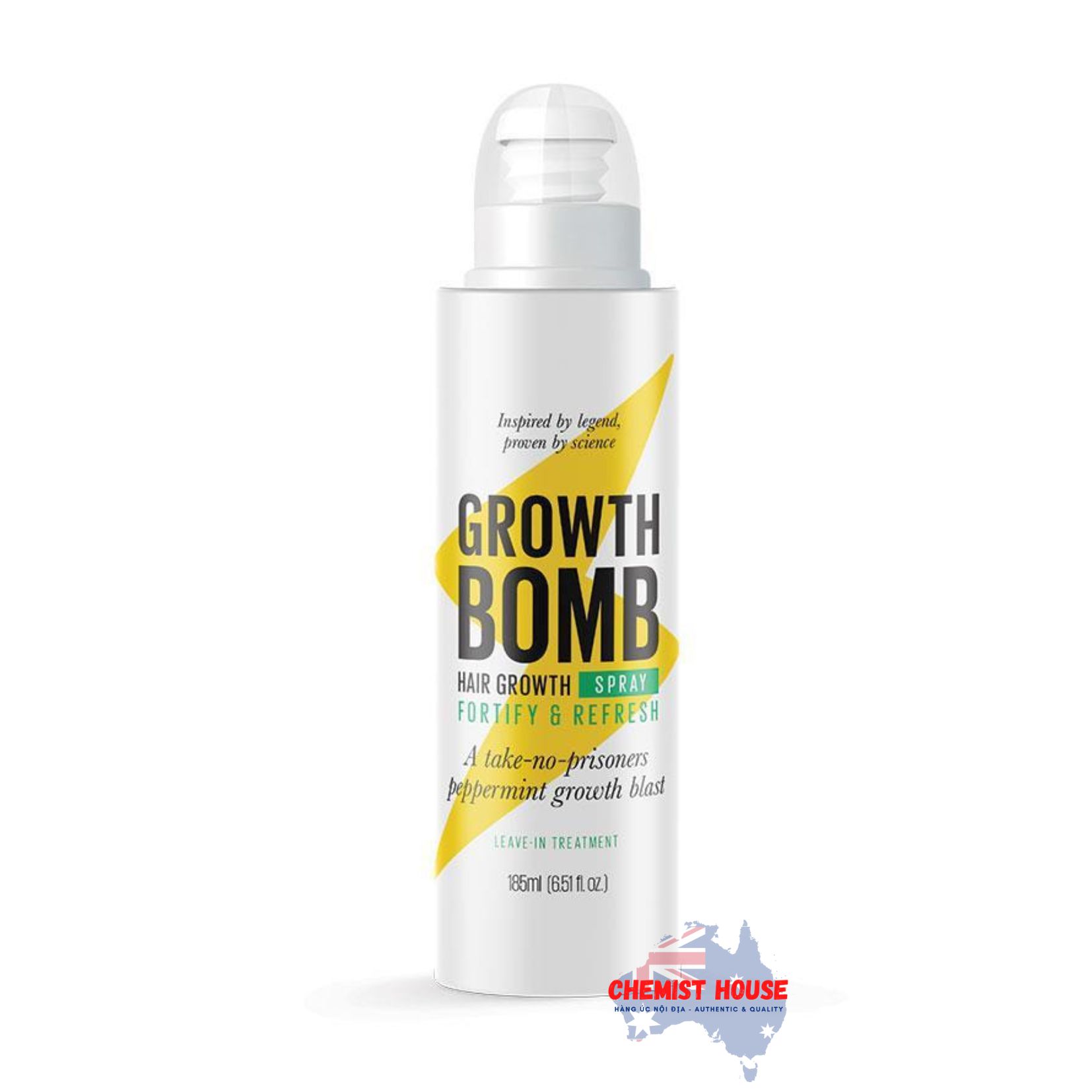 Xịt Hỗ Trợ Kích Thích Mọc Tóc & Phục Hồi Tóc Yếu Hư Tổn Growth Bomb 185ml - Growth Bomb Hair Growth Spray 185ml