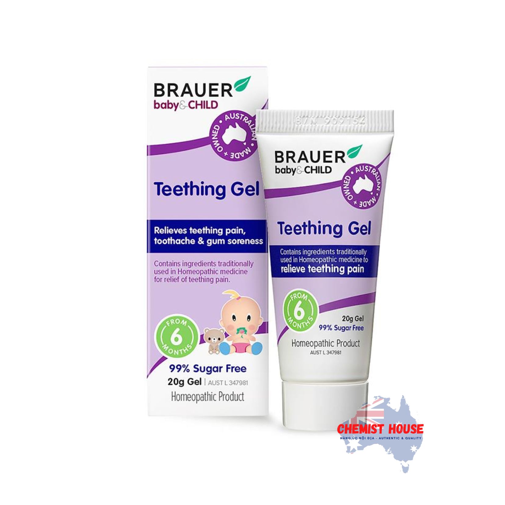 Gel Giảm Đau Răng Cho Bé Brauer Baby & Child Teething Gel 20g