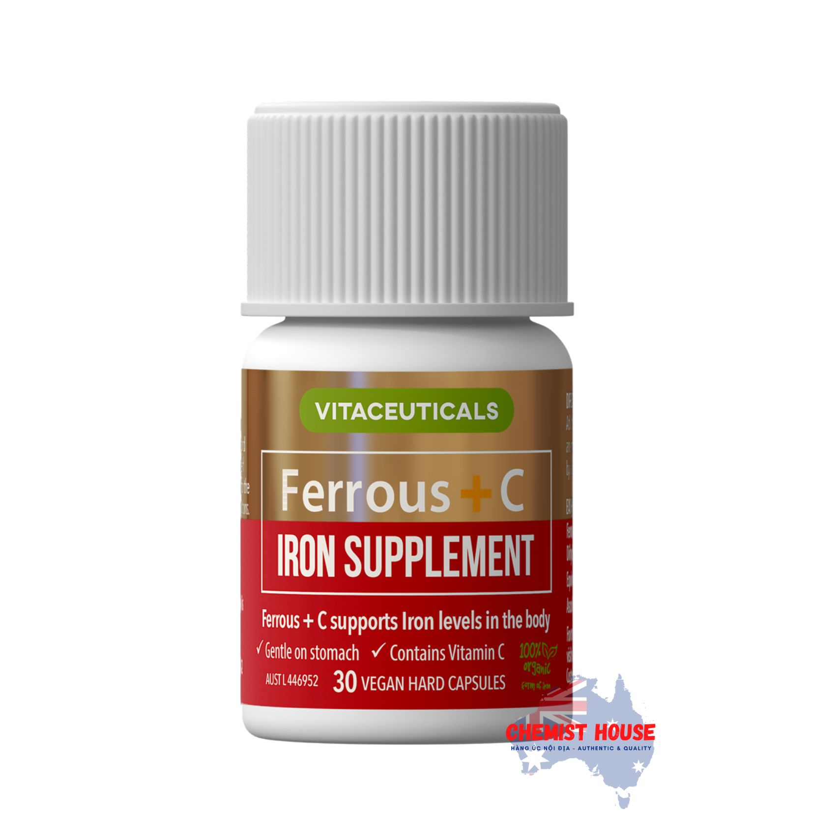 Viên Uống Bổ Sung Sắt Ferrous +C 30 Viên - Vitaceuticals Ferrous +C Iron Supplement