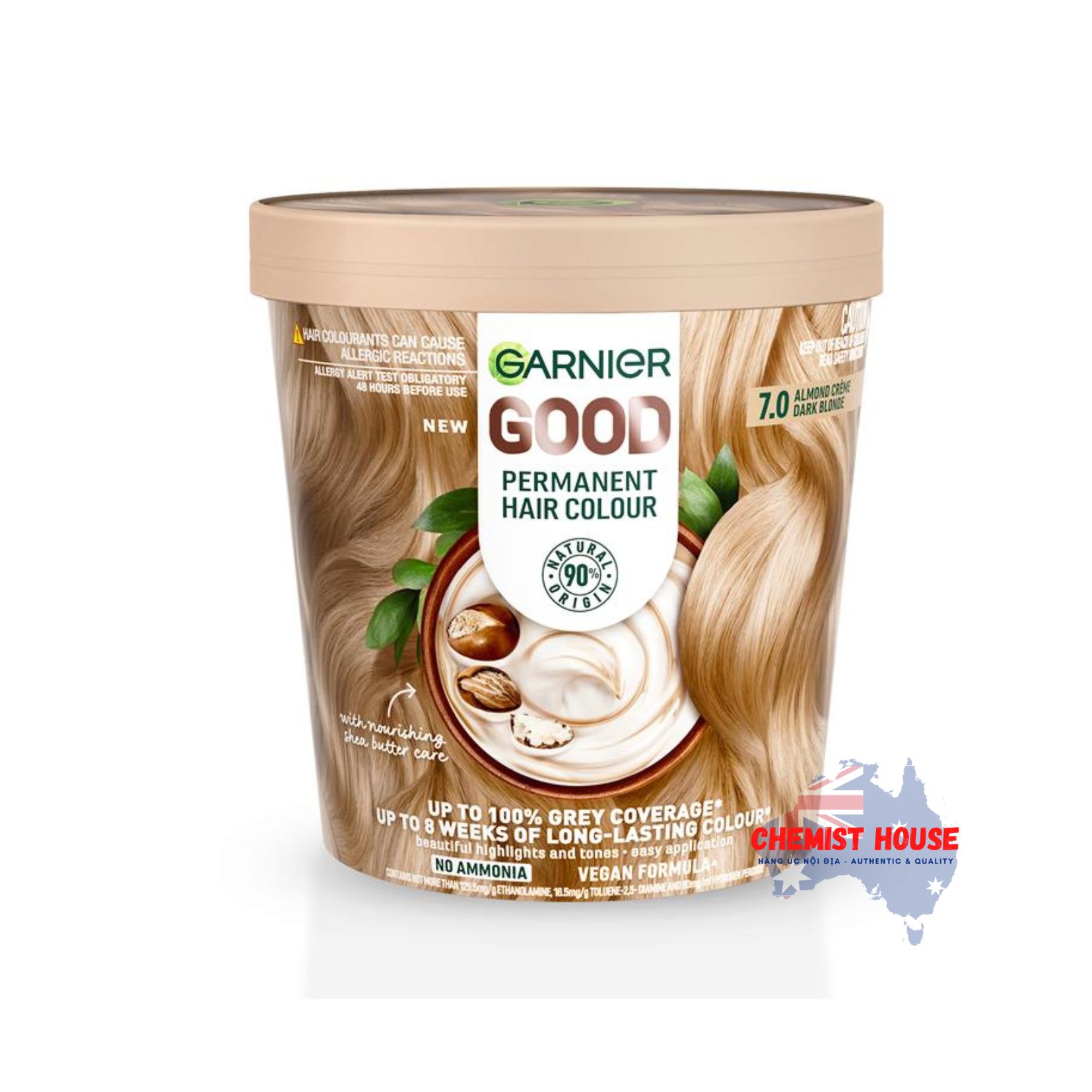 Thuốc Nhuộm Tóc Thuần Chay Garnier Good Hair Colour 7.0 Màu Kem Hạnh Nhân - Garnier Good Hair Colour 7.0 Almond Creme