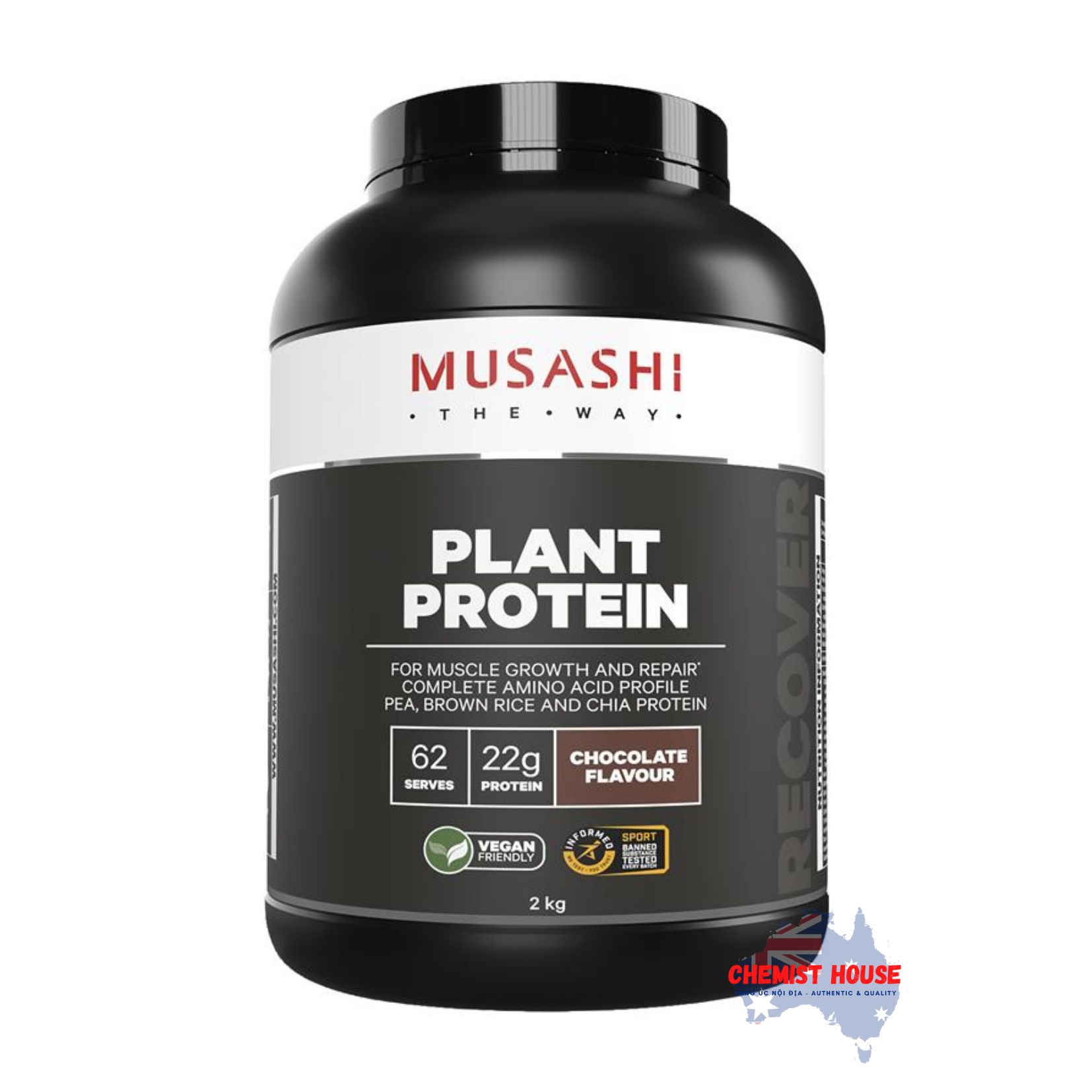 Protein Thực Vật Hỡ Trợ phát Triển Cơ Musashi Vị Chocolate 2kg - Musashi Plant Protein Chocolate 2kg