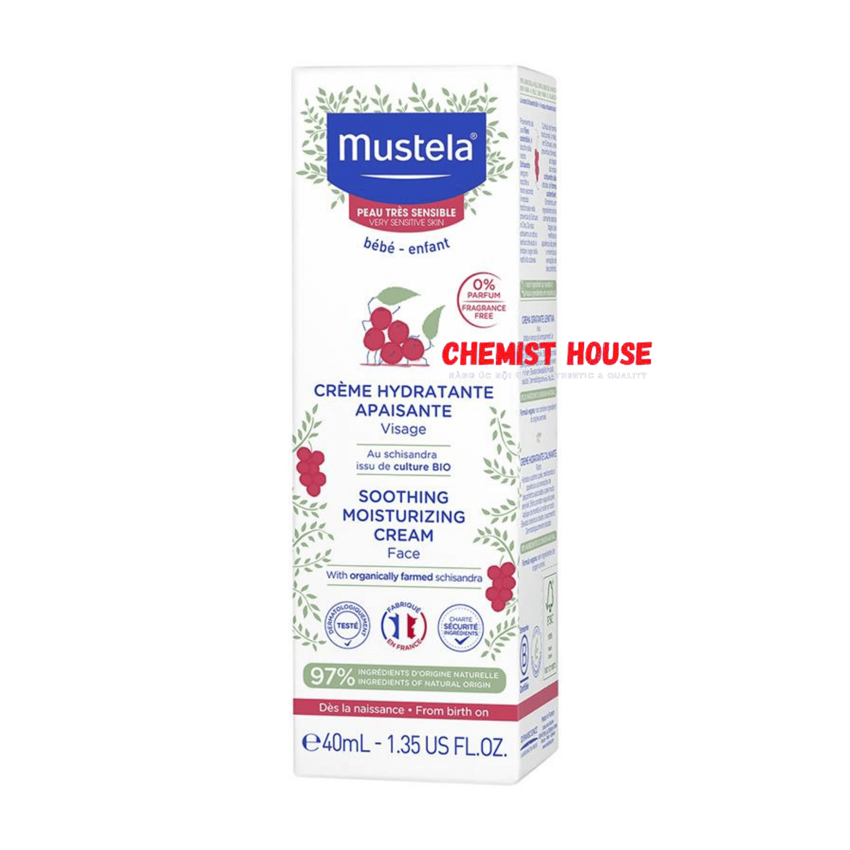Mustela Soothing Moisturising Face Cream Fragrance Free 40ml