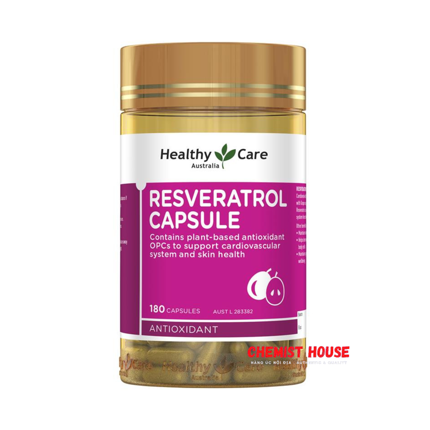 Healthy Care Resveratrol 180 Viên - Healthy Care Resveratrol 180 Capsules - Hỗ Trợ Hệ Thống Tim Mạch Và Sức Khỏe Làn Da