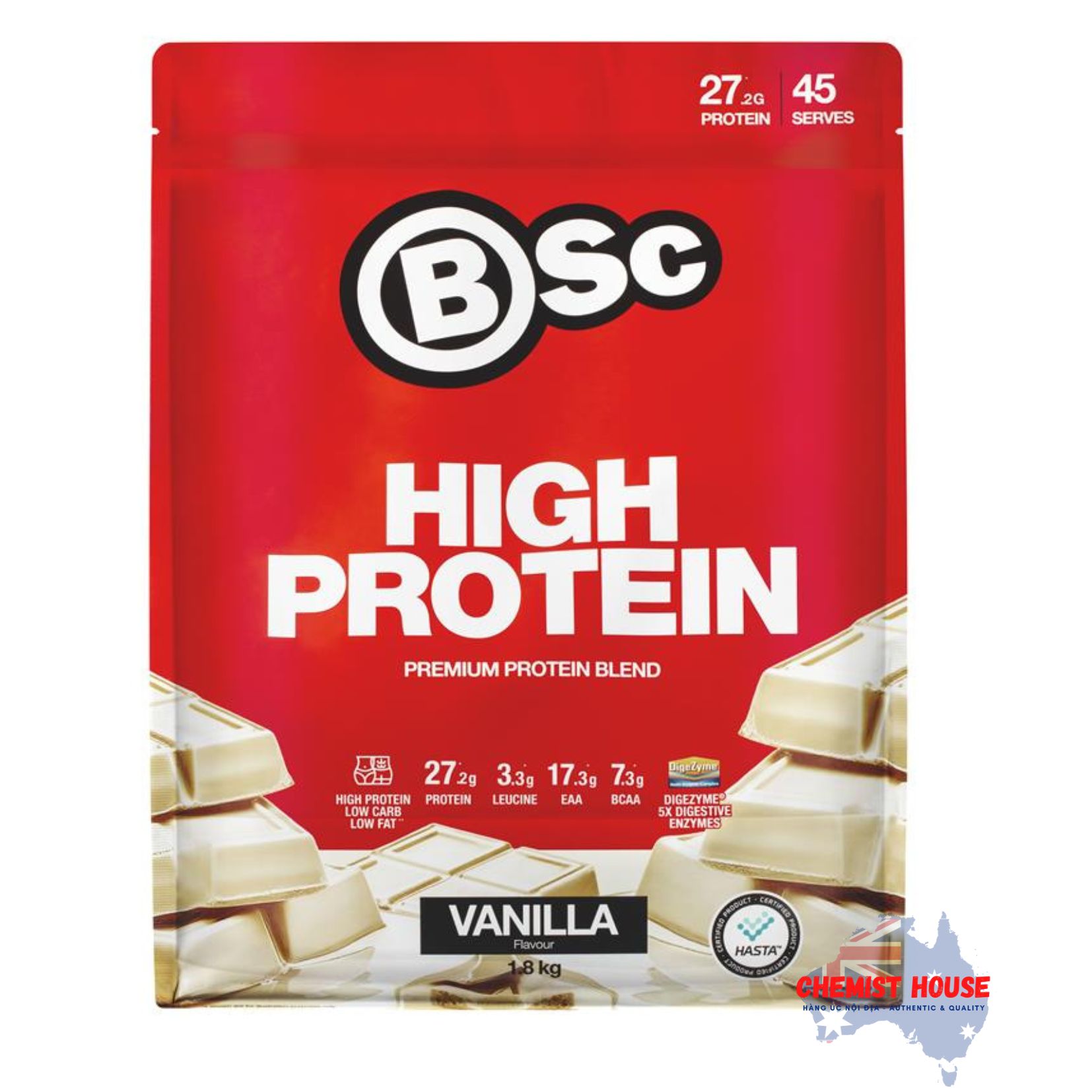 BSc Cao Protein Vanilla/Chocolate 1,8kg - BSc High Protein Vanilla/Chocolate 1.8kg
