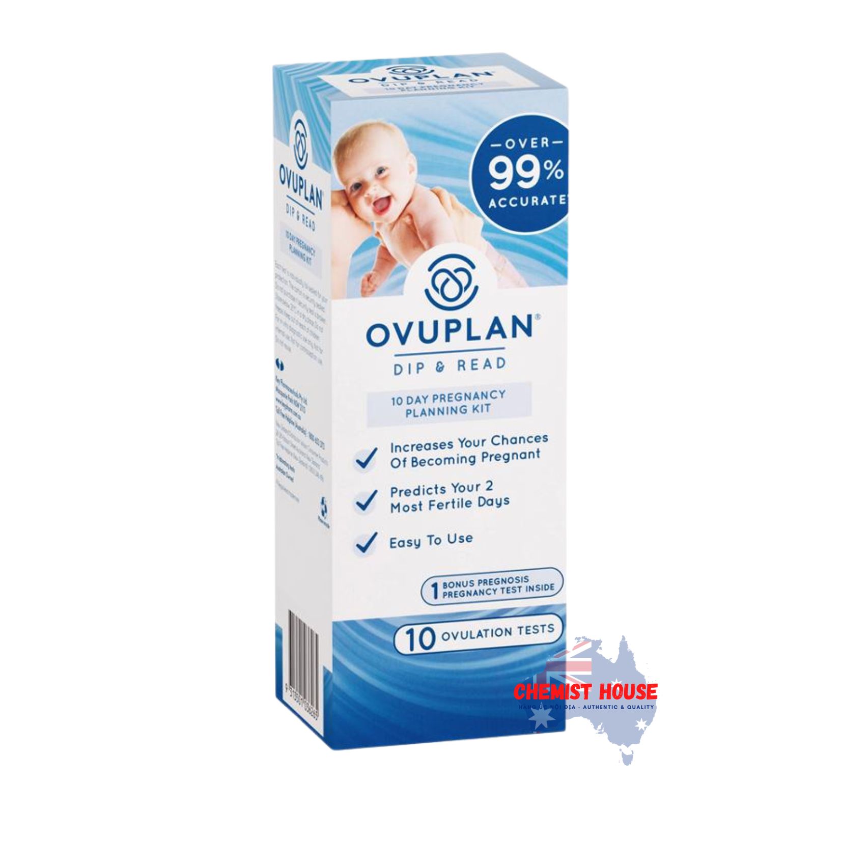 Bộ Công Cụ Lập Kế Hoạch Mang Thai Nhanh Hiệu Quả Tới 99%  - Ovuplan Pregnancy Planning Kit 10 Tests